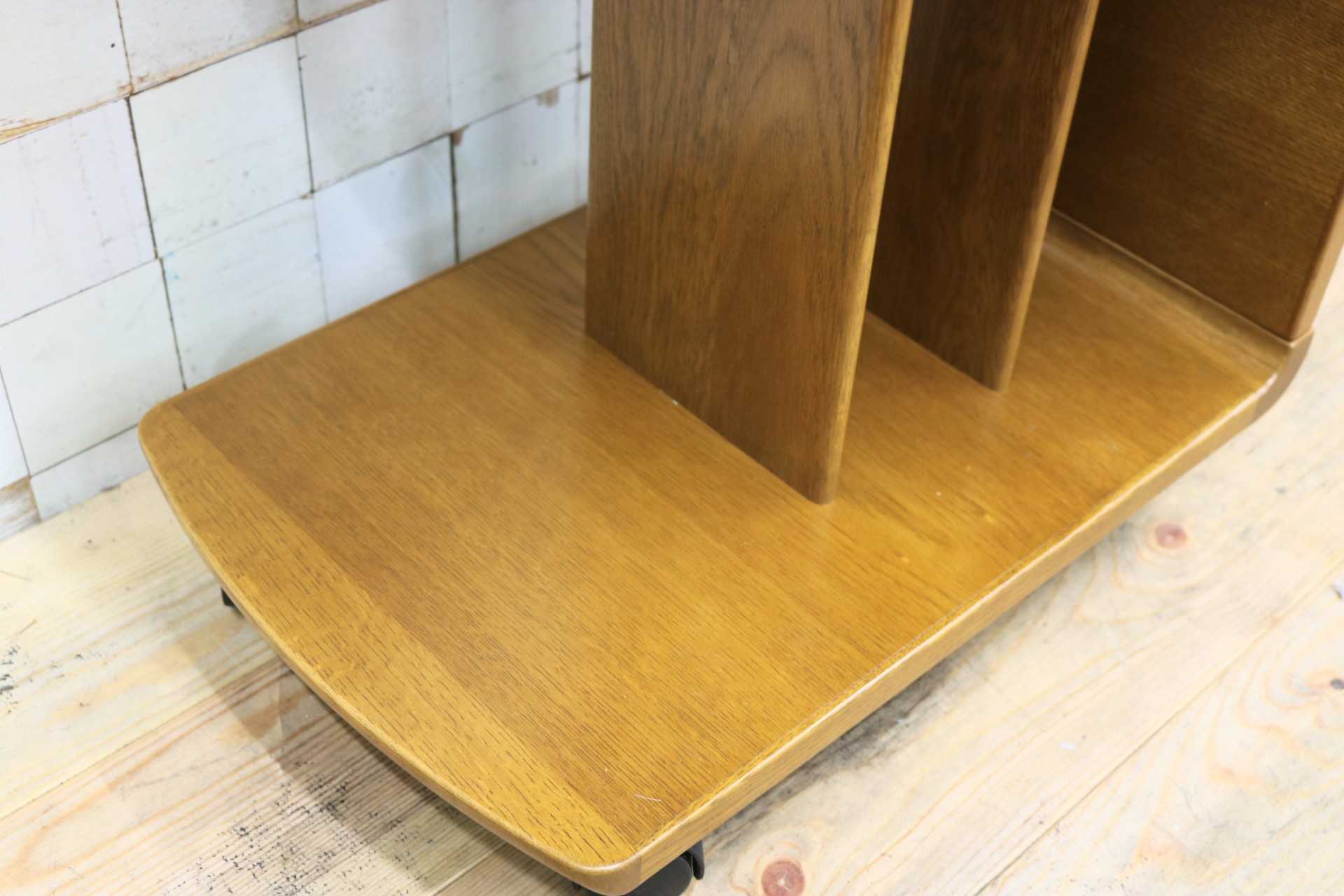 GMIK591○浜本工芸 / HAMAMOTO サイドテーブル リビングワゴン ローテーブル 花台 飾り台 キャスター付き 楢材 国産家具