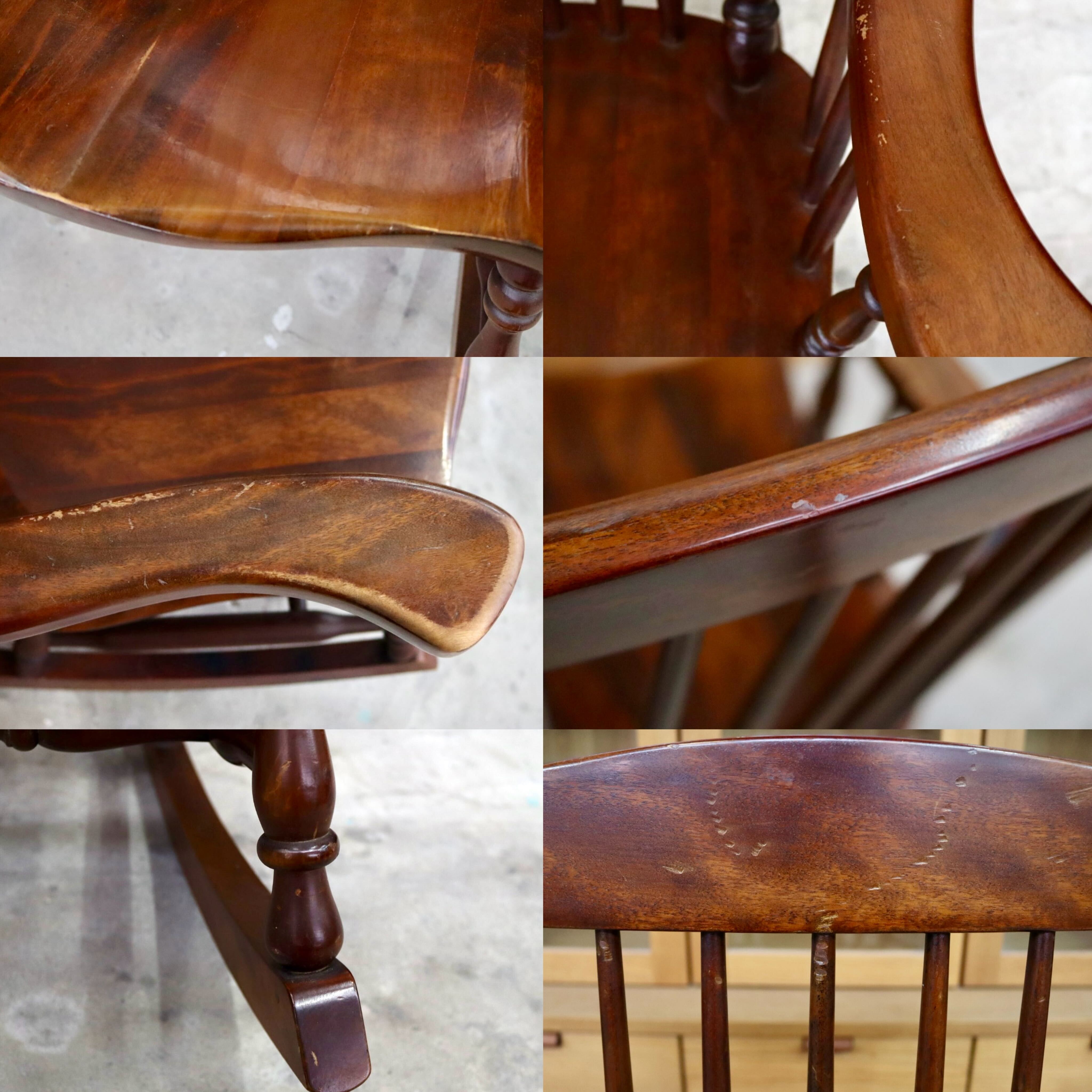 GMIH407○九州民芸家具 ロッキングチェア 揺り椅子 アームチェア 木製 ミズメザクラ 古民家 レトロ カントリー ヴィンテージ