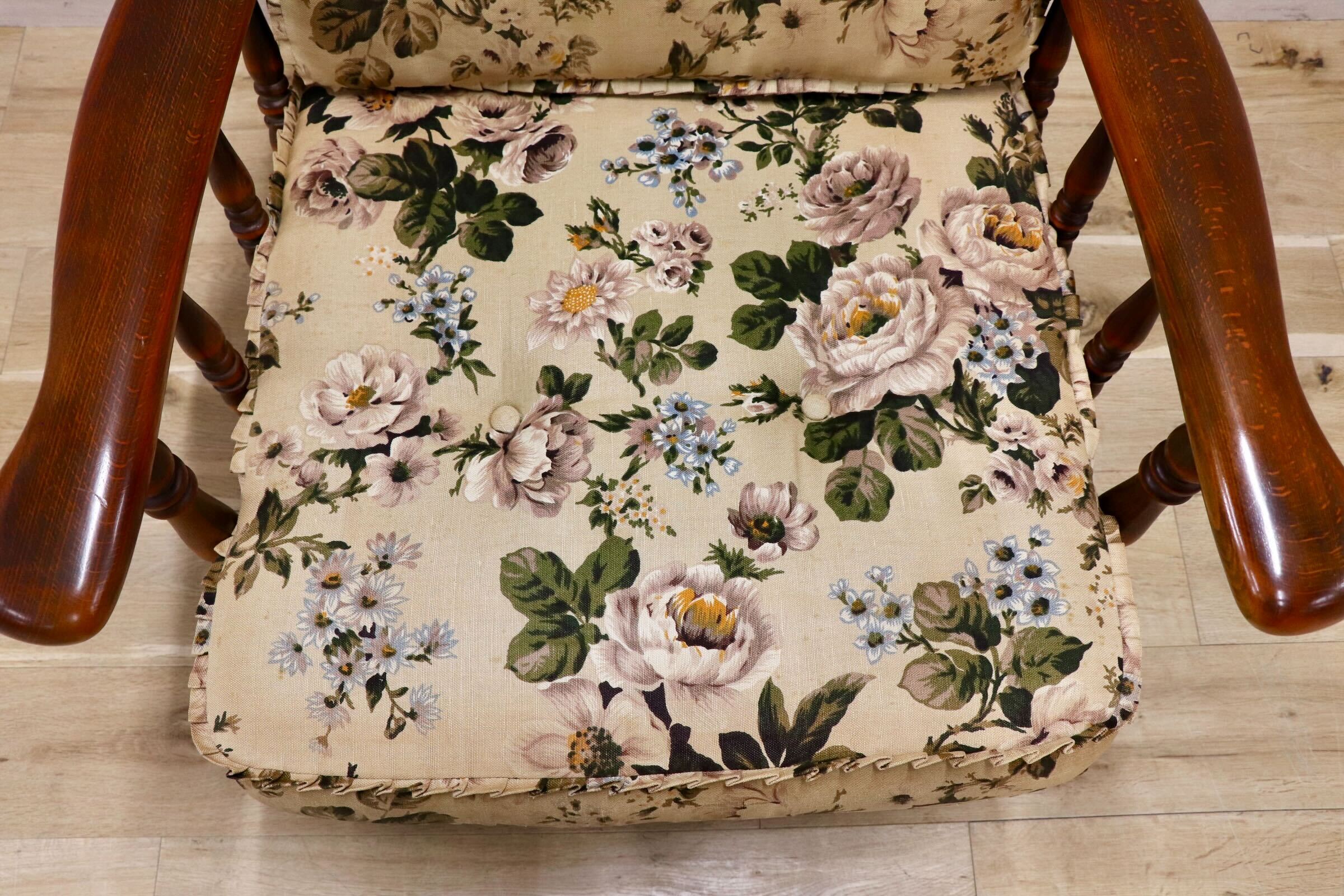 GMIH480A○karimoku / カリモク オールドカリモク コロニアル アームチェア 肘掛け椅子 ラウンジチェア ファブリック 花柄 ヴィンテージ