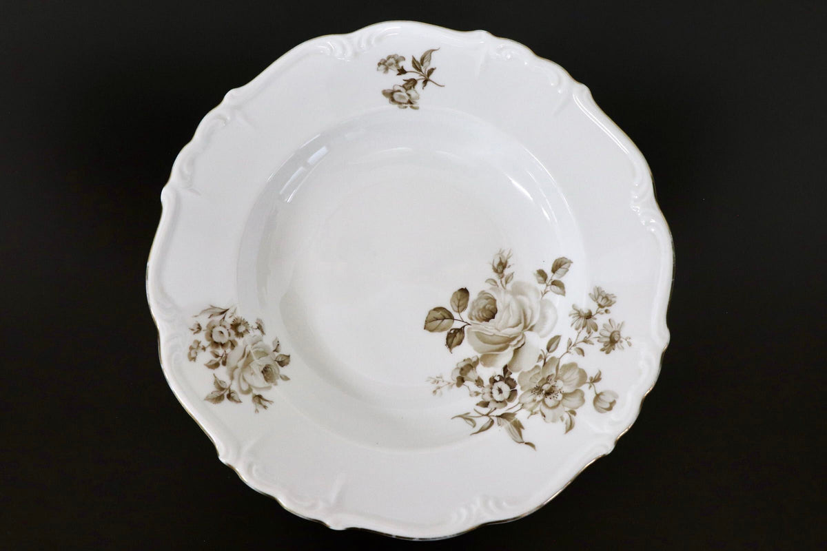 GMJH332C○ヴィンテージ Edelstein Bavaria エーデルシュタイン Maria-Theresia セピアローズ スープボウル 深皿 24cm 3枚セット ドイツ製