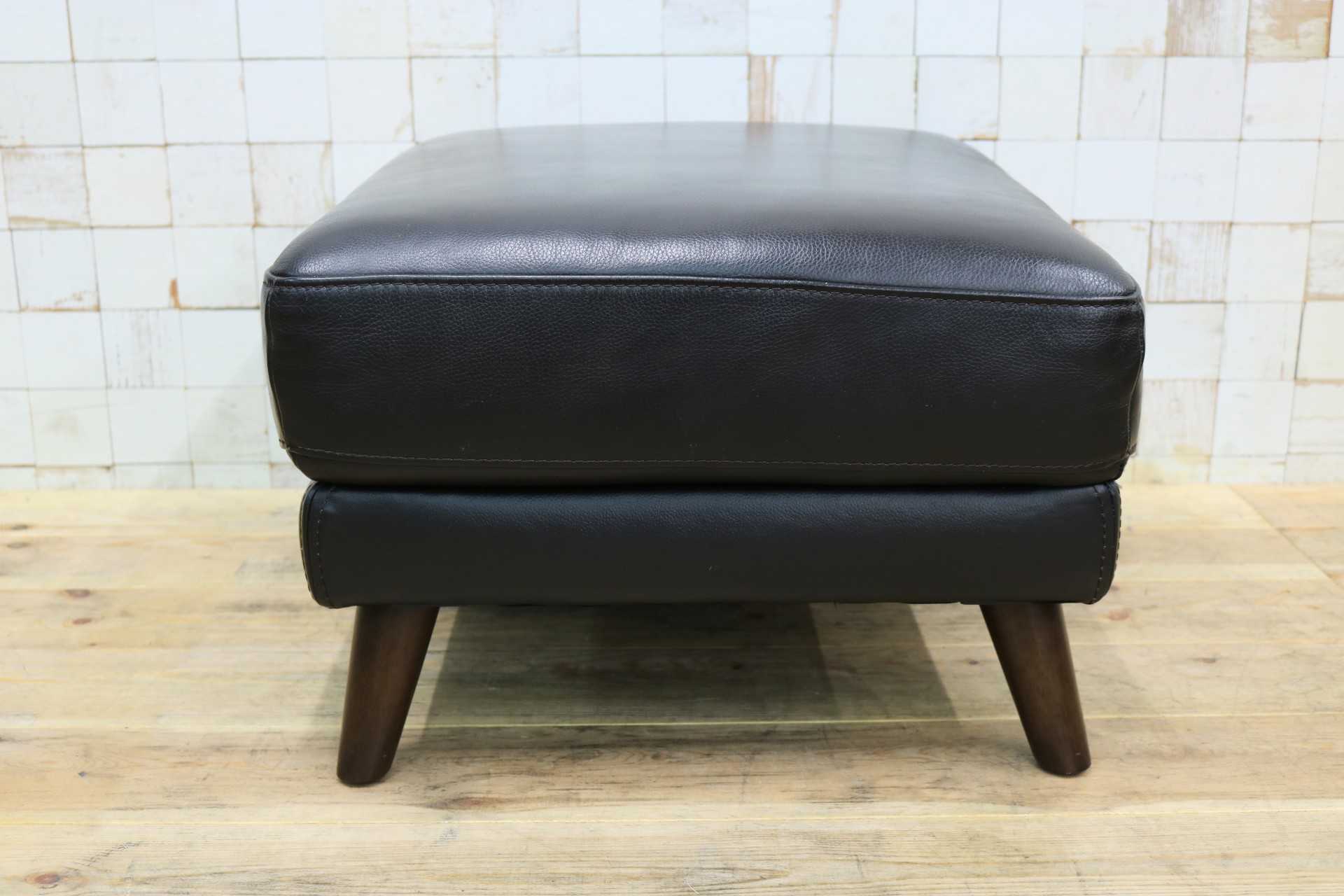 GMIK608◯オットマン フットスツール 腰掛け 足置き 本革 レザー ブラック モダン