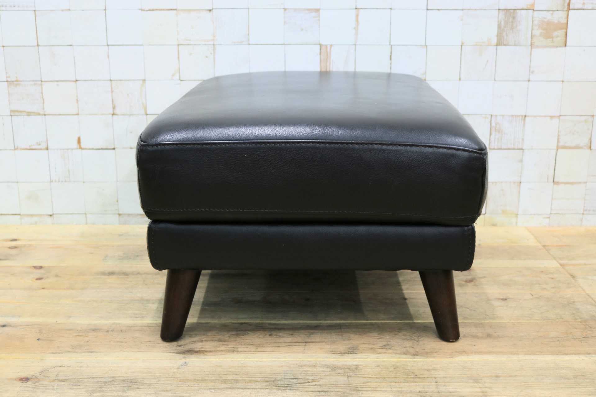 GMIK608◯オットマン フットスツール 腰掛け 足置き 本革 レザー ブラック モダン