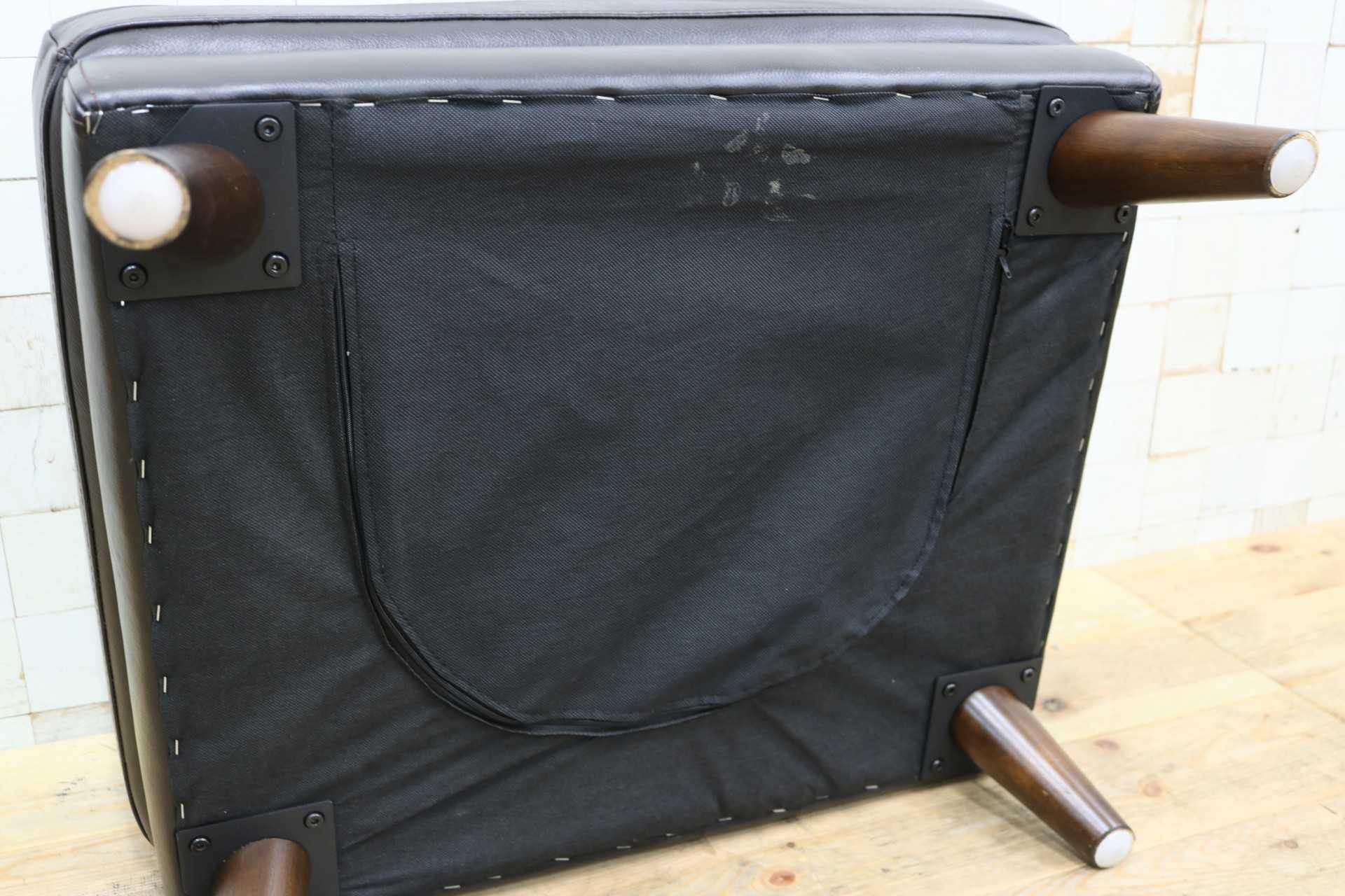 GMIK608◯オットマン フットスツール 腰掛け 足置き 本革 レザー ブラック モダン