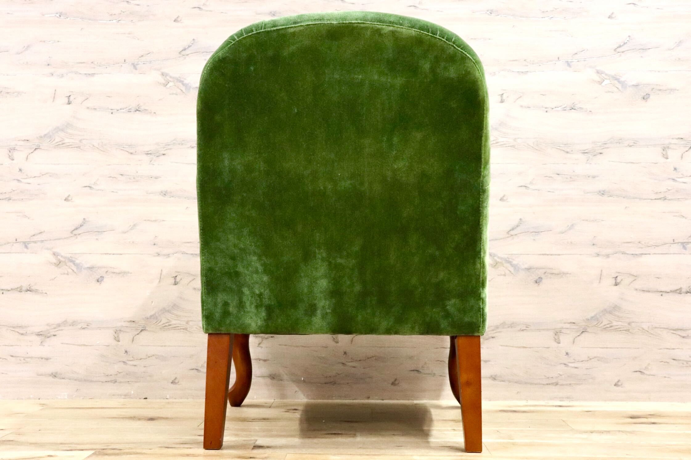 GMGK375D○Canffy / キャンフィー CA-0001 アームチェア シングルソファ ラウンジチェア グリーン ファブリック 定価約5.8万 展示品