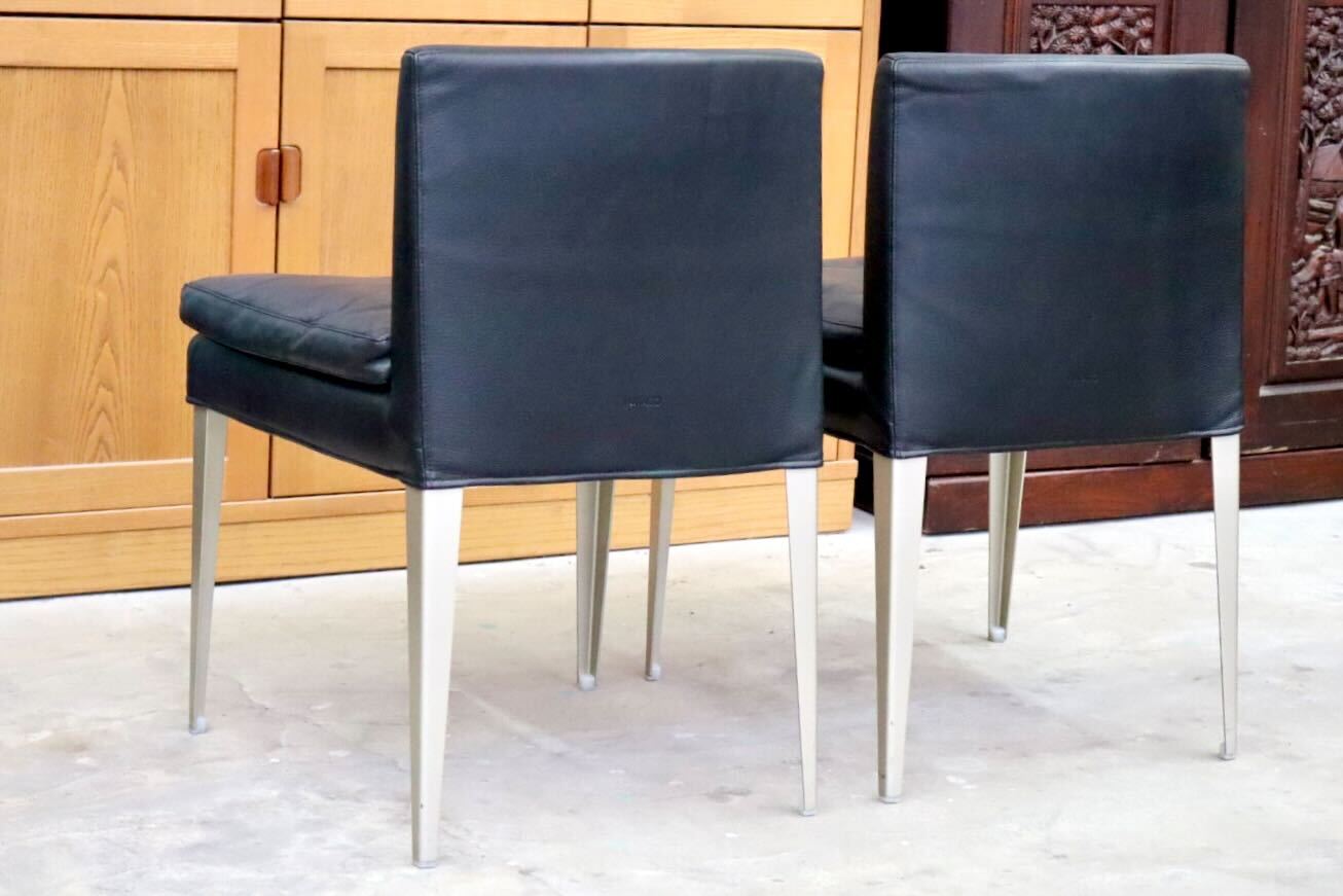 GMIK456A○B&B ITALIA MAXALTOEUNICE ダイニングチェア 椅子 レザー ブラック アントニオ・チッテリオ イタリアモダン 2脚セット 約58万