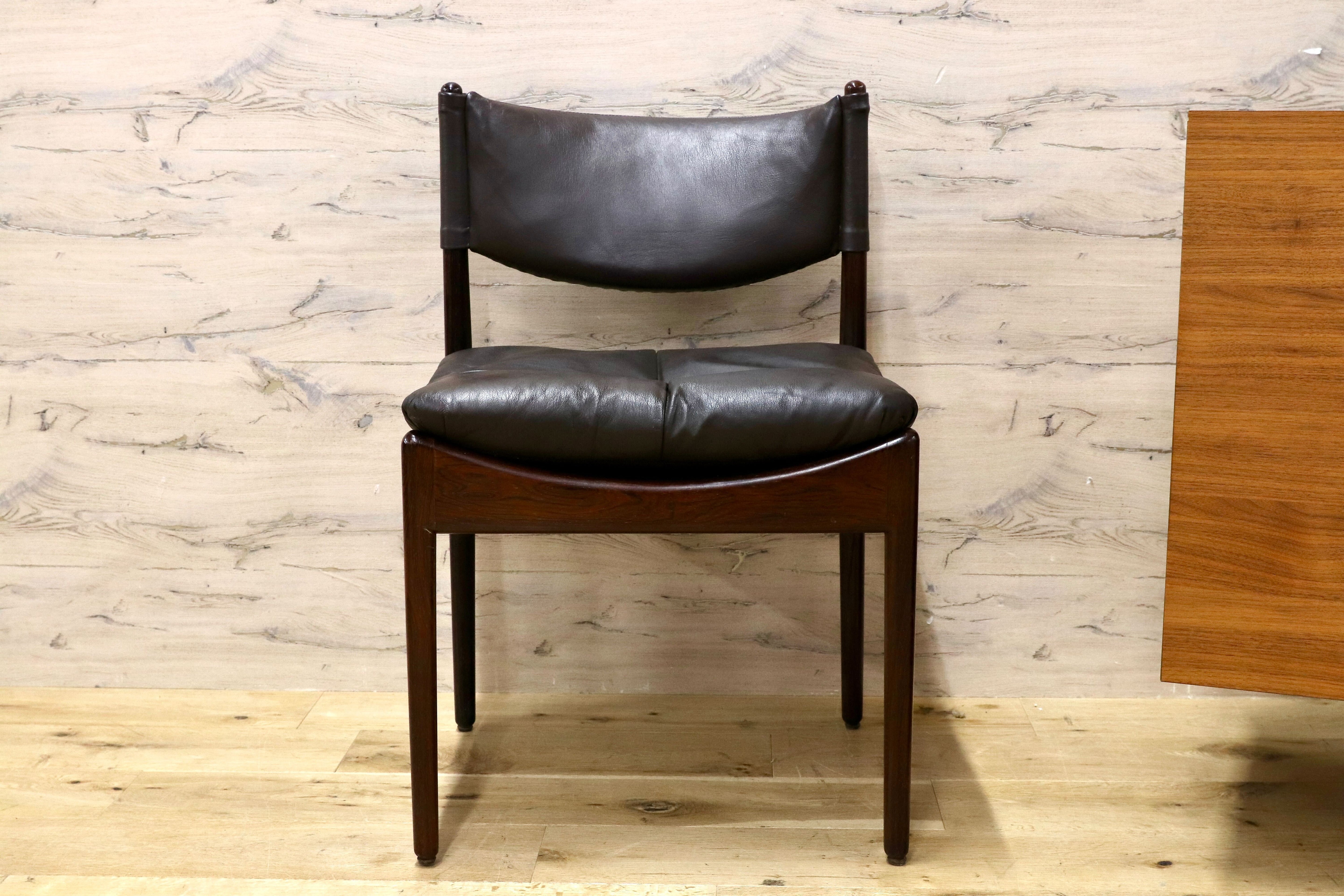 GMHK648C○Modus / モデュス アームレスチェア ダイニングチェア 椅子 レザー ローズウッド クリスチャン・ヴェデル 北欧 名作 家具 稀少