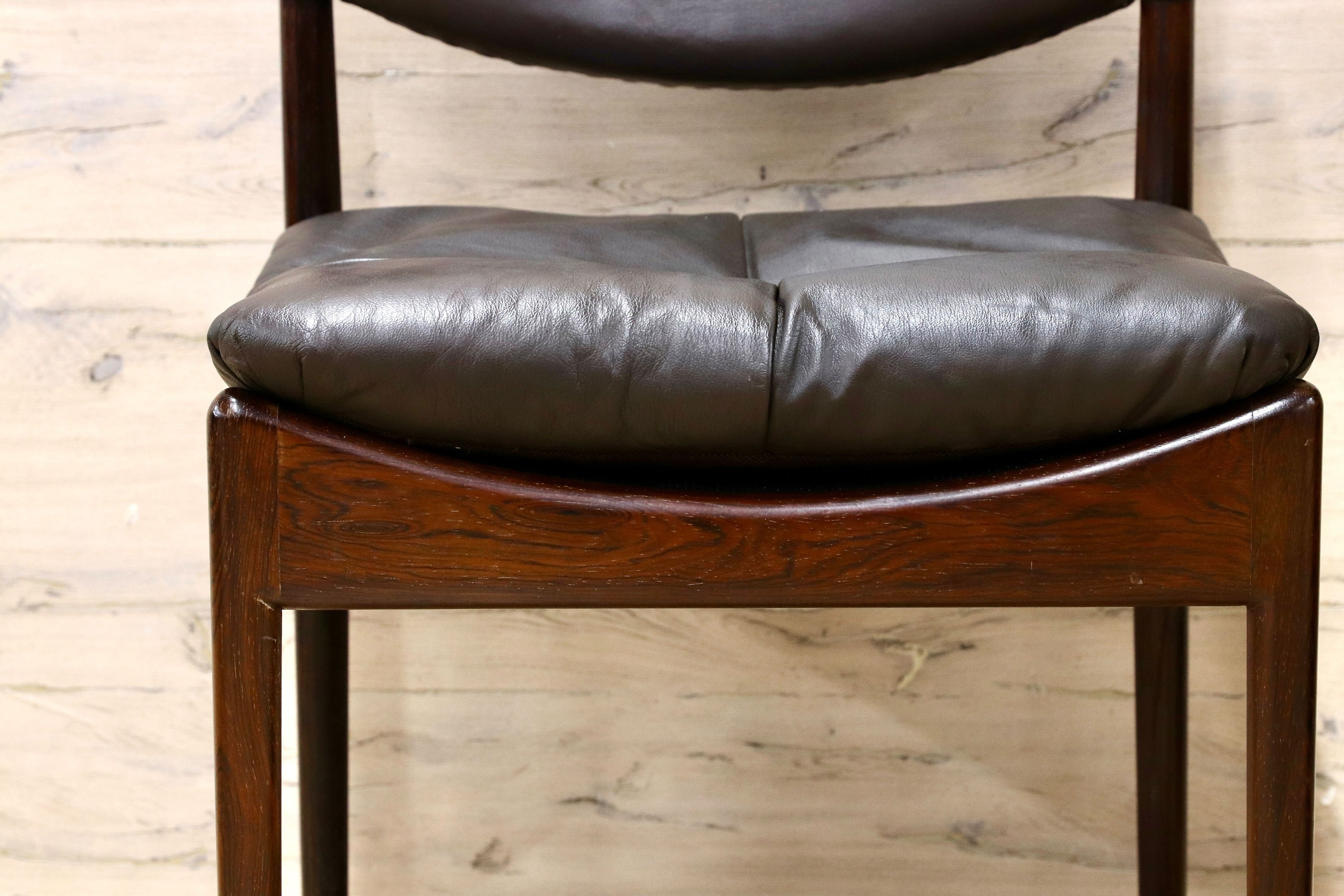 GMHK648C○Modus / モデュス アームレスチェア ダイニングチェア 椅子 レザー ローズウッド クリスチャン・ヴェデル 北欧 名作 家具 稀少