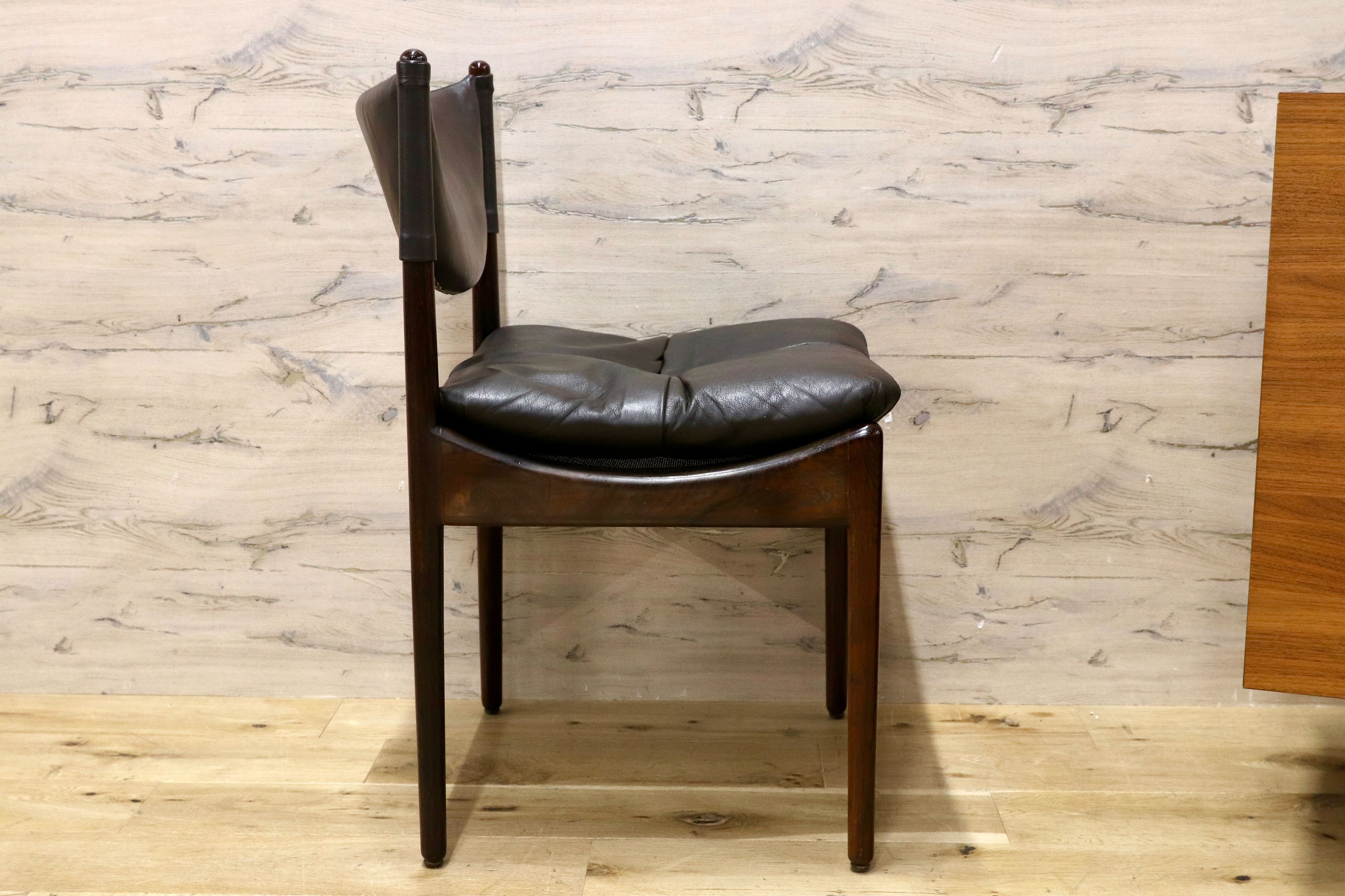 GMHK648C○Modus / モデュス アームレスチェア ダイニングチェア 椅子 レザー ローズウッド クリスチャン・ヴェデル 北欧 名作 家具 稀少