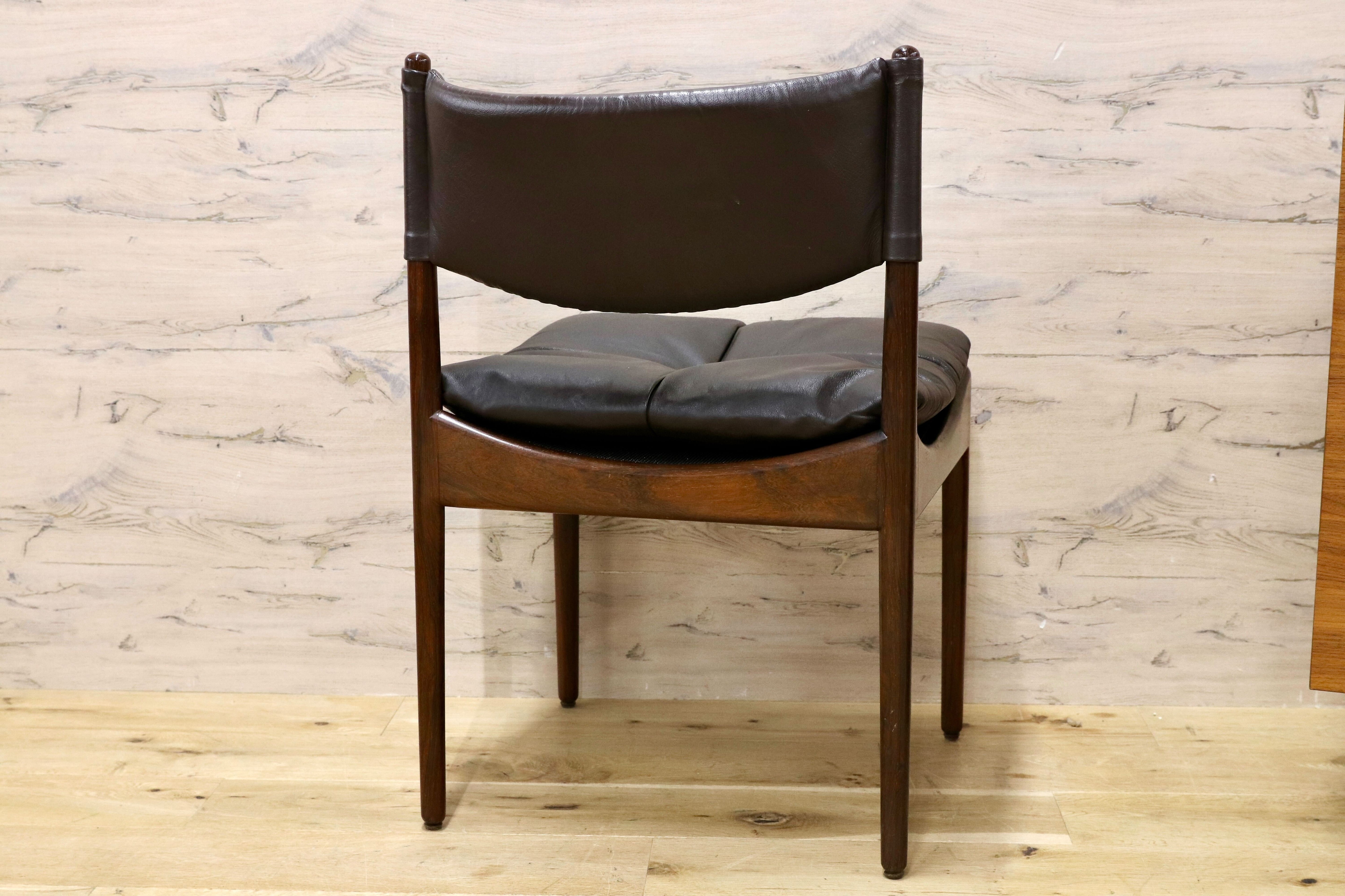 GMHK648C○Modus / モデュス アームレスチェア ダイニングチェア 椅子 レザー ローズウッド クリスチャン・ヴェデル 北欧 名作 家具 稀少