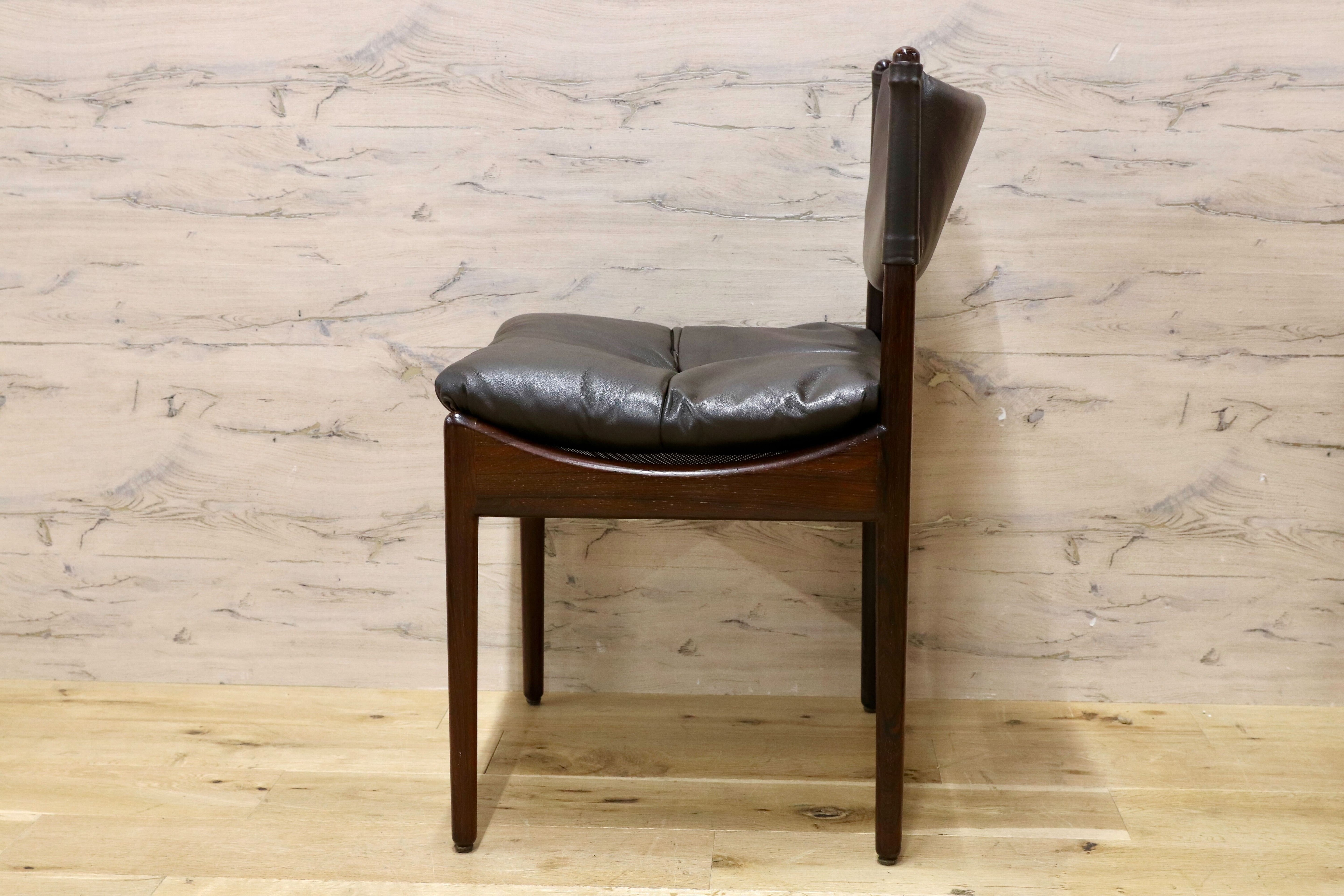 GMHK648C○Modus / モデュス アームレスチェア ダイニングチェア 椅子 レザー ローズウッド クリスチャン・ヴェデル 北欧 名作 家具 稀少