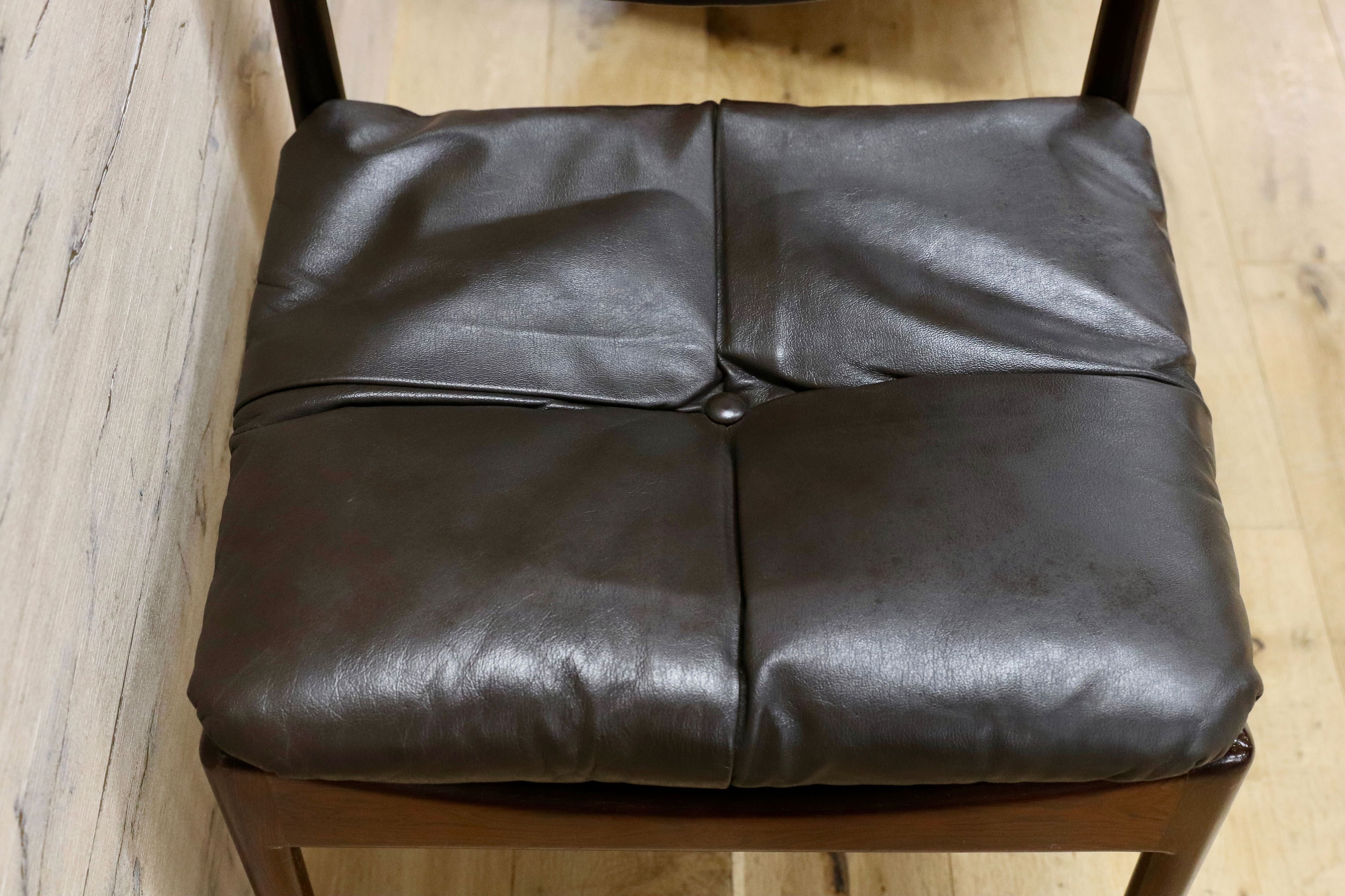 GMHK648C○Modus / モデュス アームレスチェア ダイニングチェア 椅子 レザー ローズウッド クリスチャン・ヴェデル 北欧 名作 家具 稀少