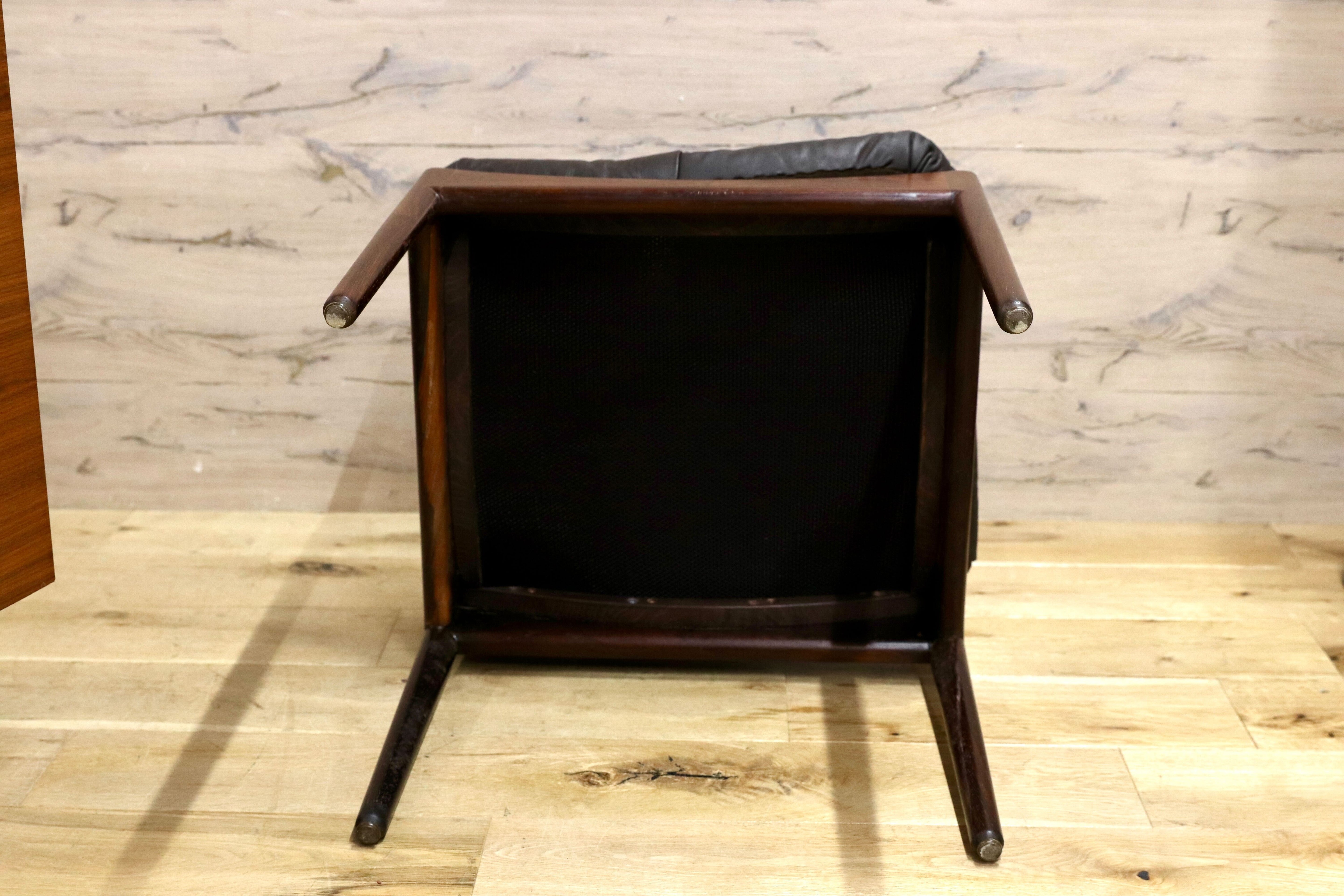 GMHK648C○Modus / モデュス アームレスチェア ダイニングチェア 椅子 レザー ローズウッド クリスチャン・ヴェデル 北欧 名作 家具 稀少