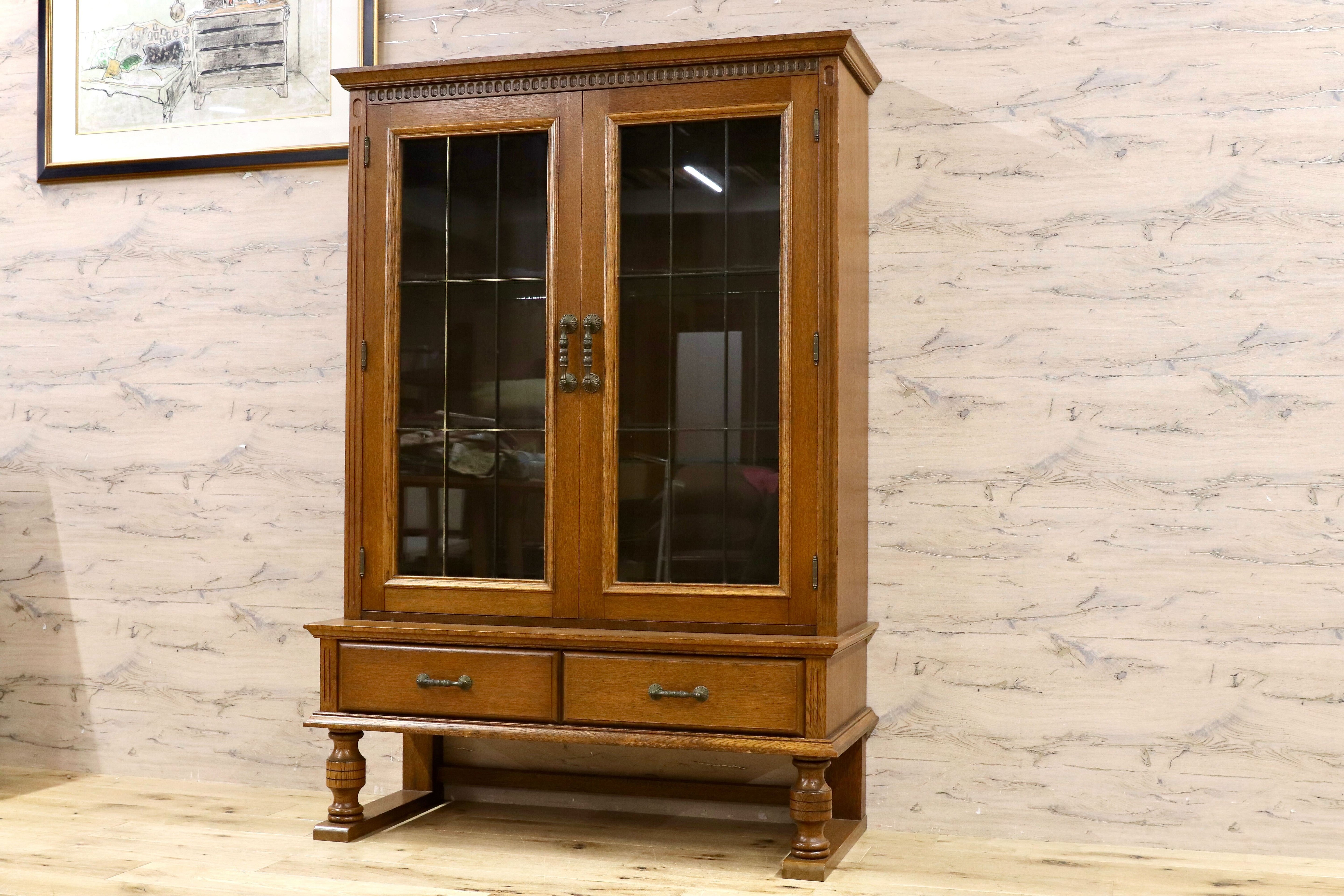 GMHK693○起立木工 / KIRITSU FURNITURE アンティーク キャビネット ブックキャビネット 飾り棚 オールド ヴィンテージ オーク レトロ