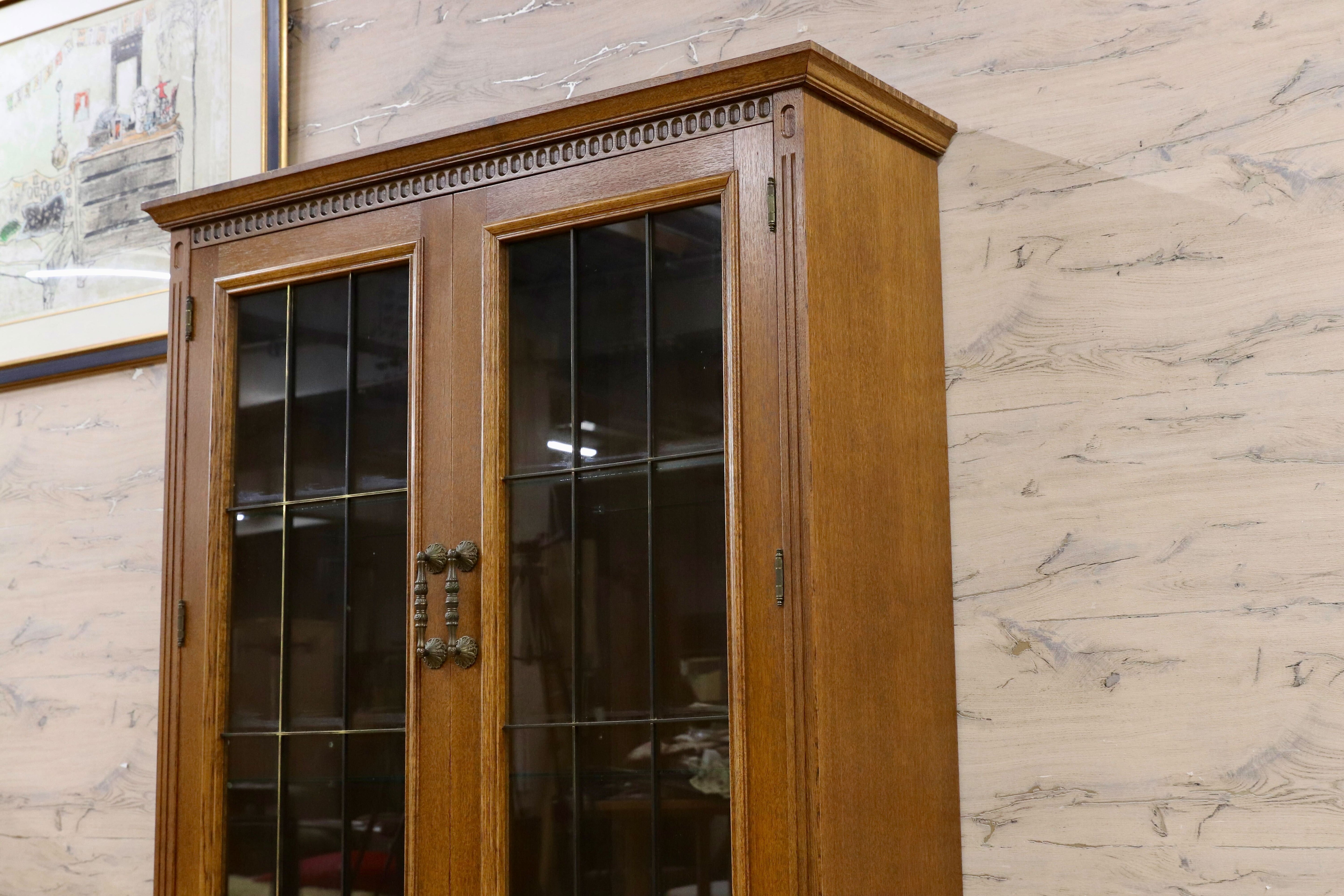 GMHK693○起立木工 / KIRITSU FURNITURE アンティーク キャビネット ブックキャビネット 飾り棚 オールド ヴィンテージ オーク レトロ