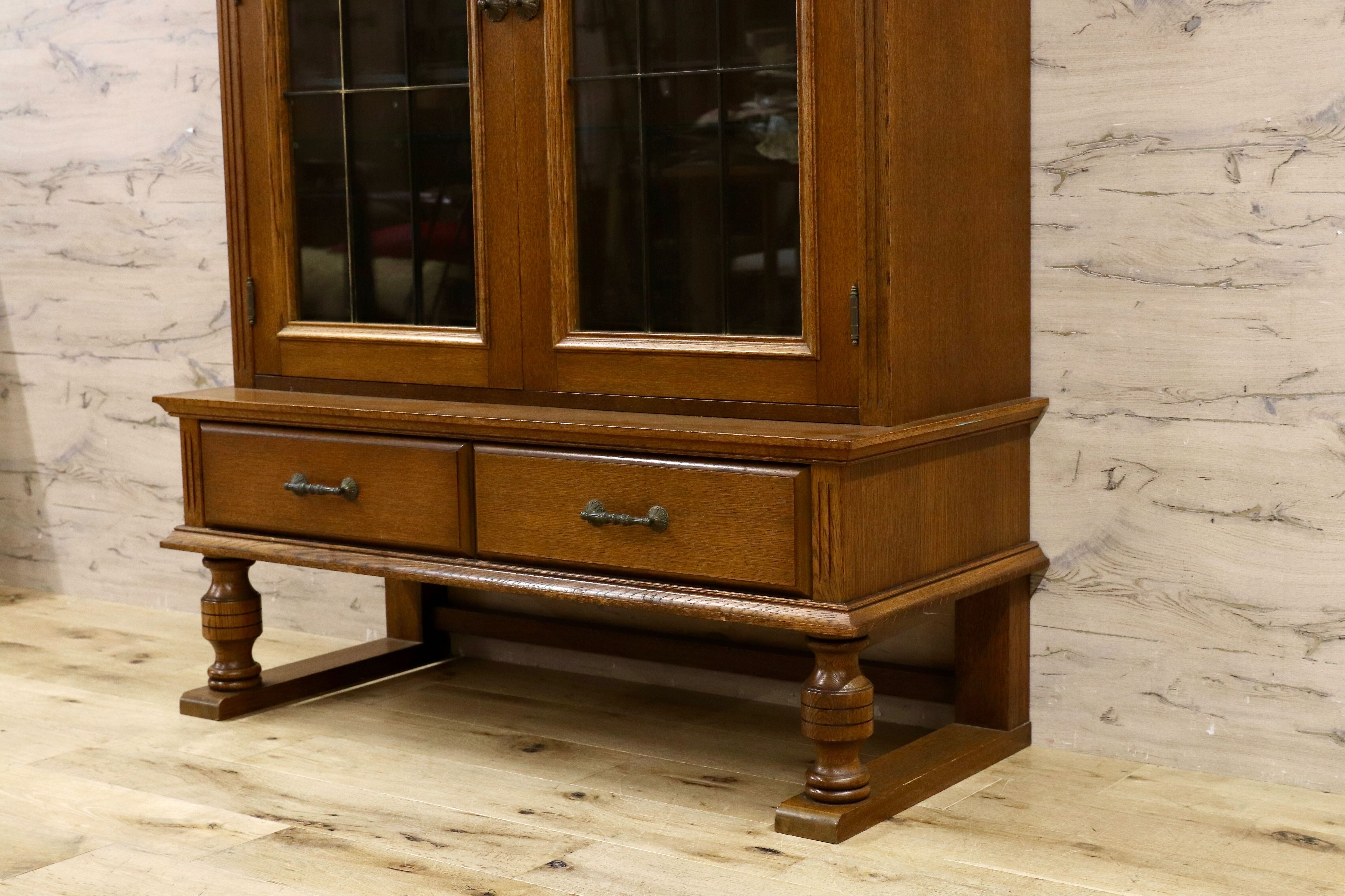 GMHK693○起立木工 / KIRITSU FURNITURE アンティーク キャビネット ブックキャビネット 飾り棚 オールド ヴィンテージ オーク レトロ