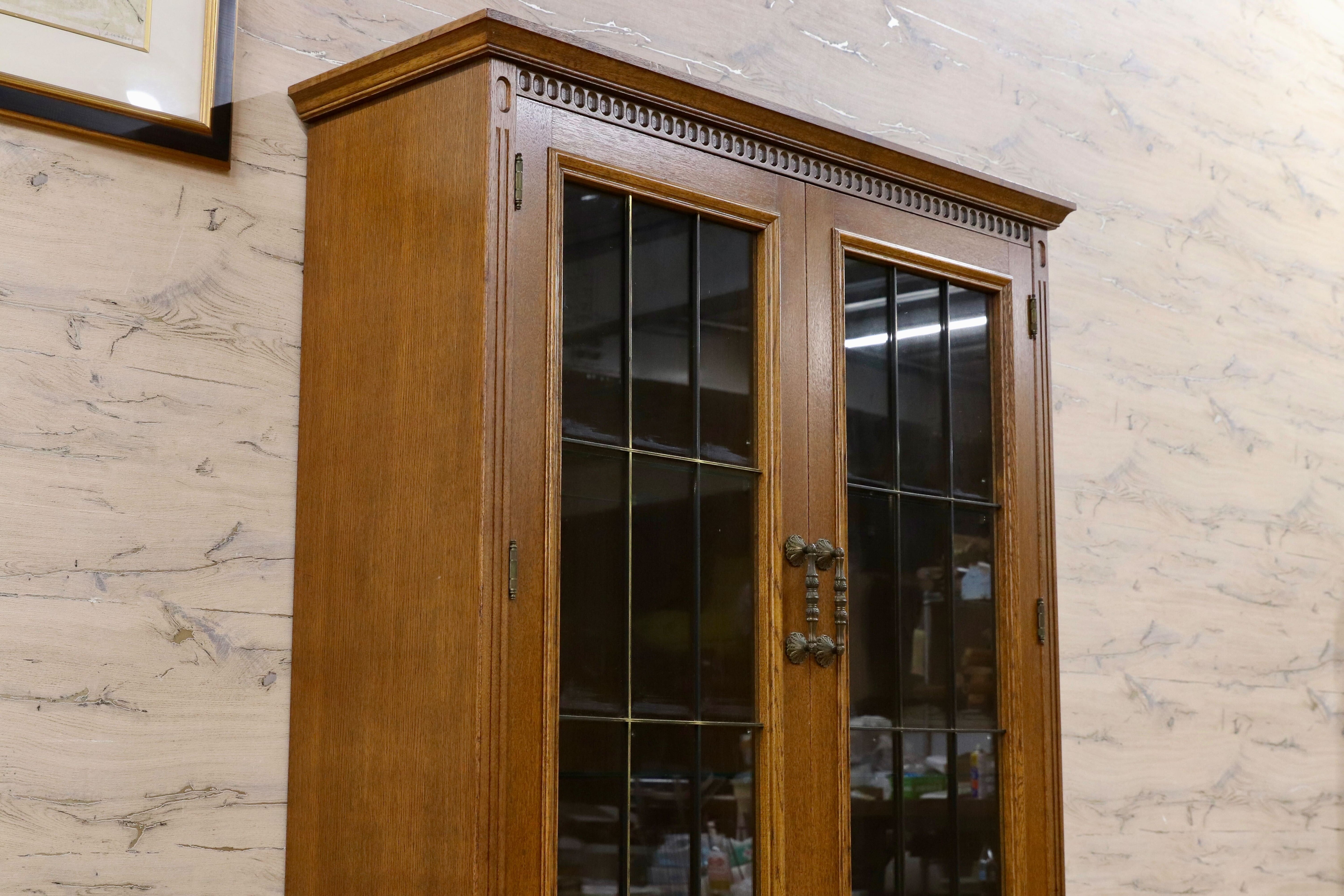 GMHK693○起立木工 / KIRITSU FURNITURE アンティーク キャビネット ブックキャビネット 飾り棚 オールド ヴィンテージ オーク レトロ