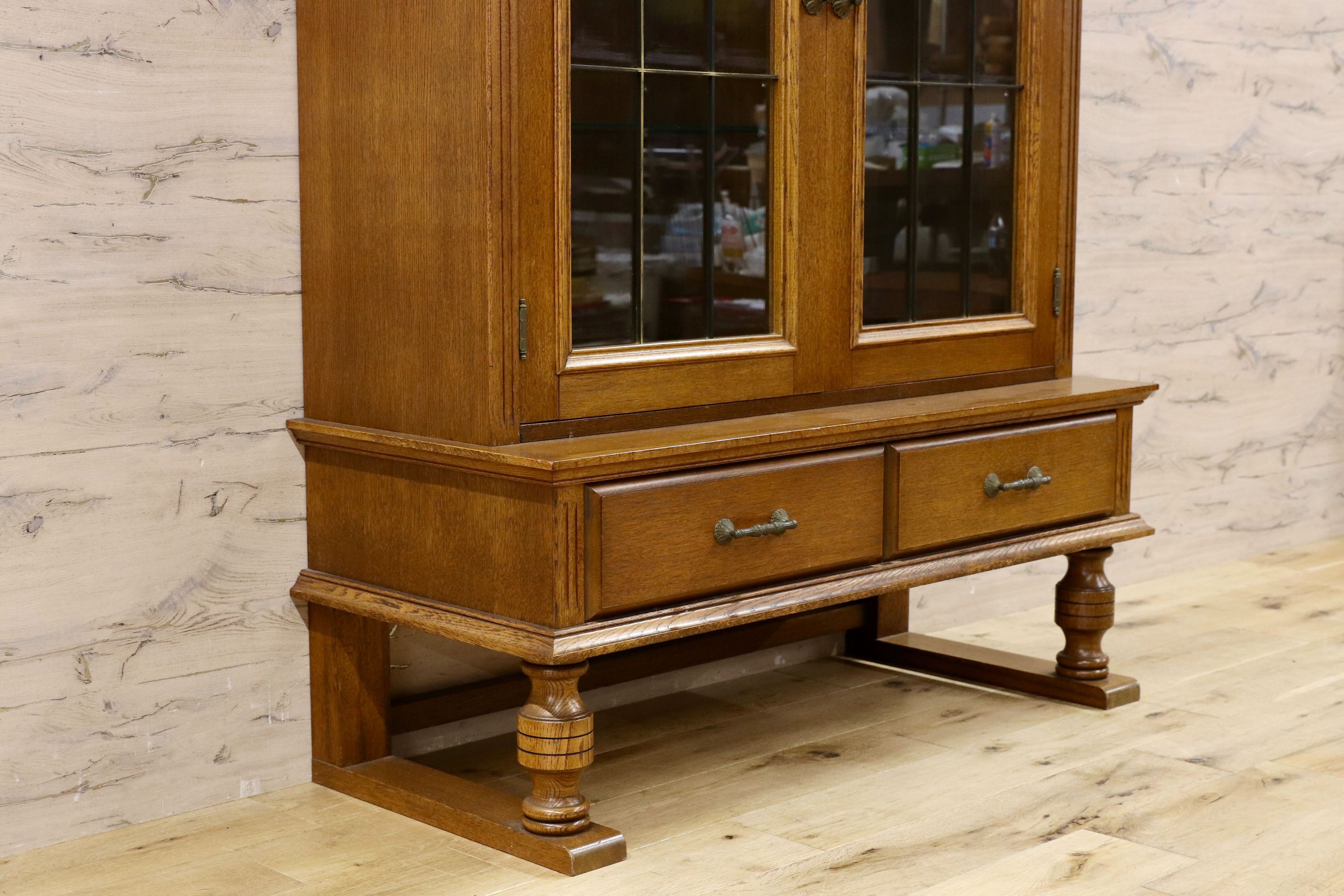 GMHK693○起立木工 / KIRITSU FURNITURE アンティーク キャビネット ブックキャビネット 飾り棚 オールド ヴィンテージ オーク レトロ