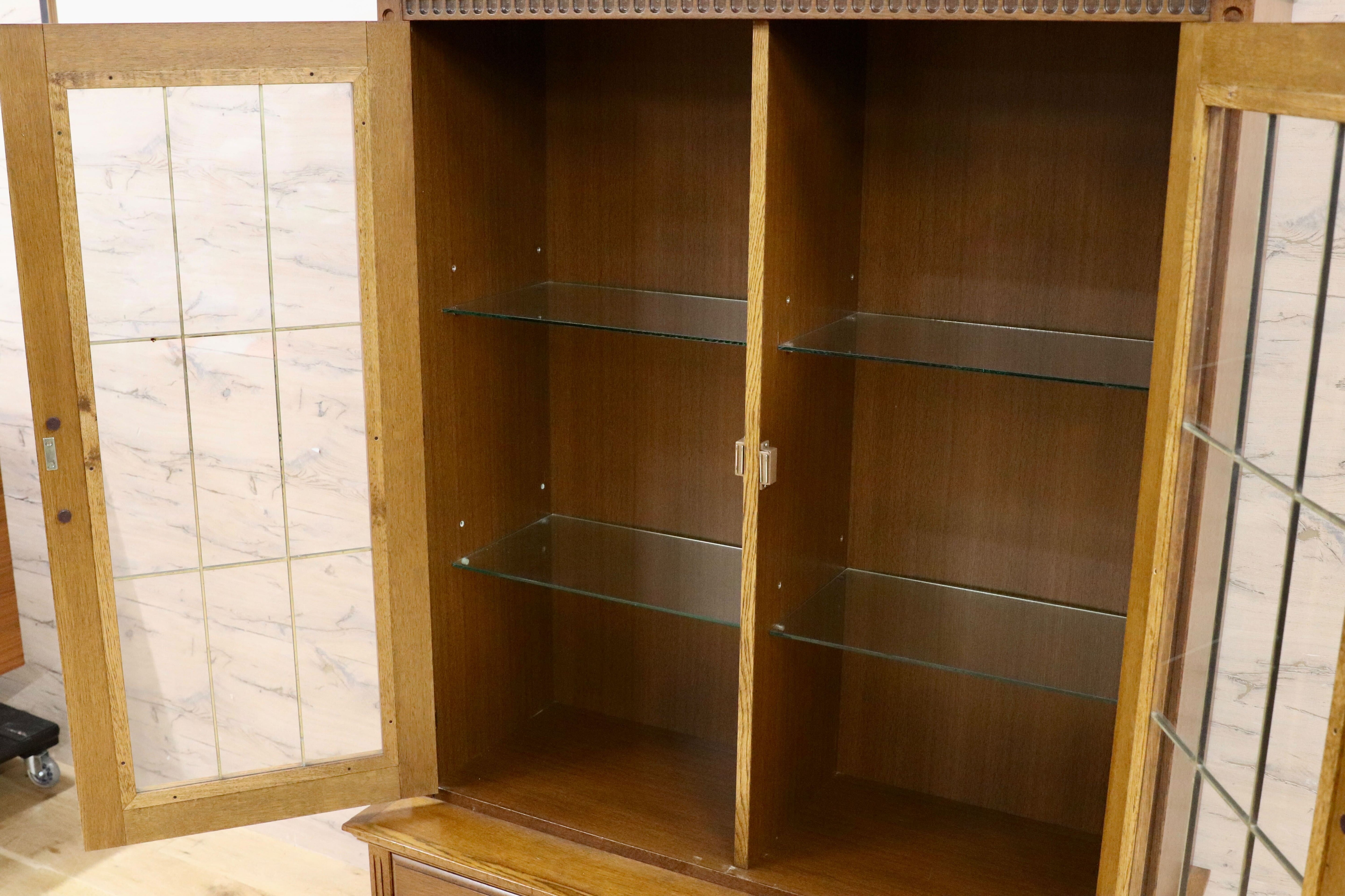 GMHK693○起立木工 / KIRITSU FURNITURE アンティーク キャビネット ブックキャビネット 飾り棚 オールド ヴィンテージ オーク レトロ