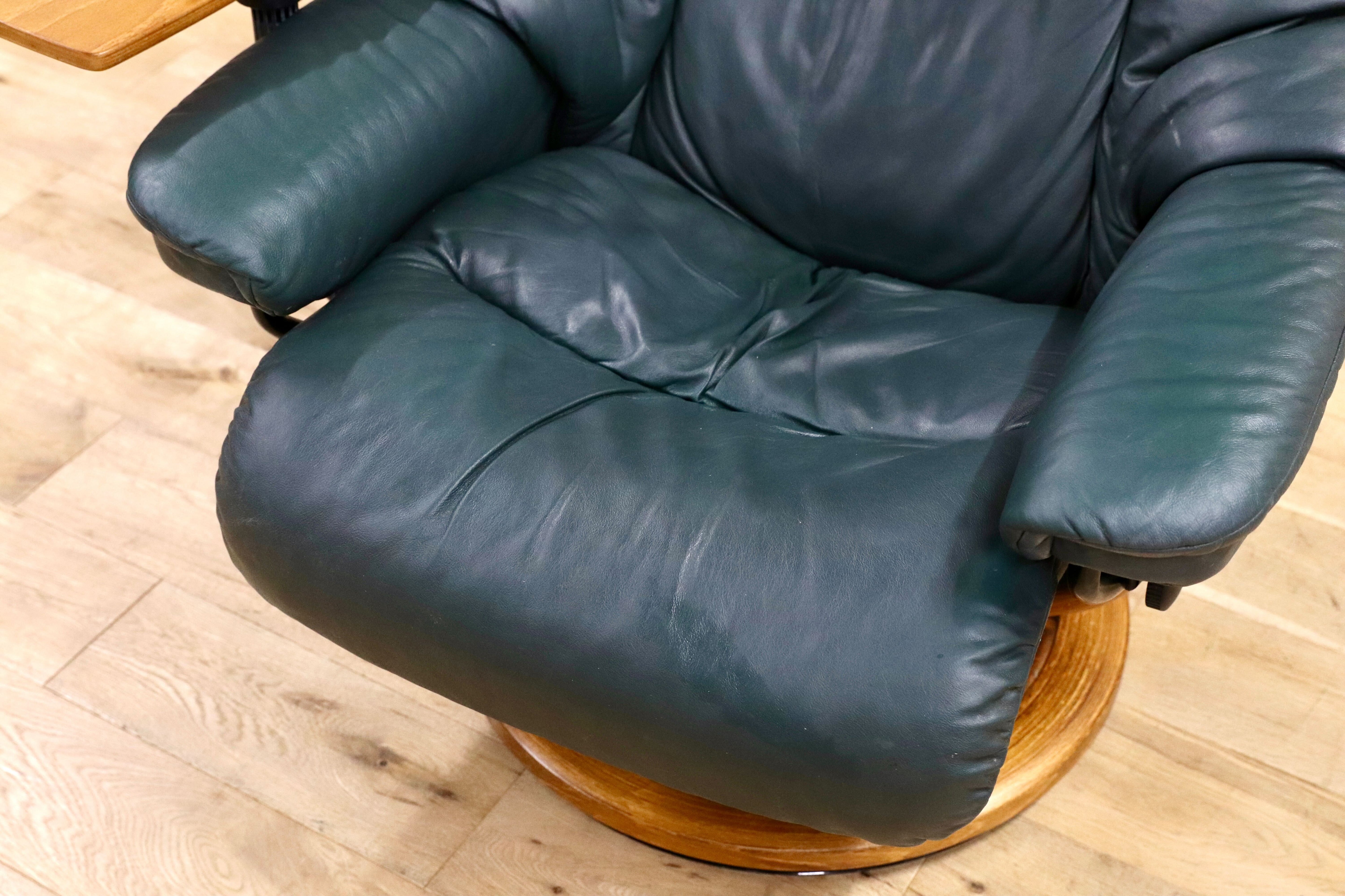 GMHH486○EKORNES / エコーネス RENO レノ リクライニングチェア パーソナルチェア 1人掛けソファ 総革 ダークグリーン 北欧 ノルウェー