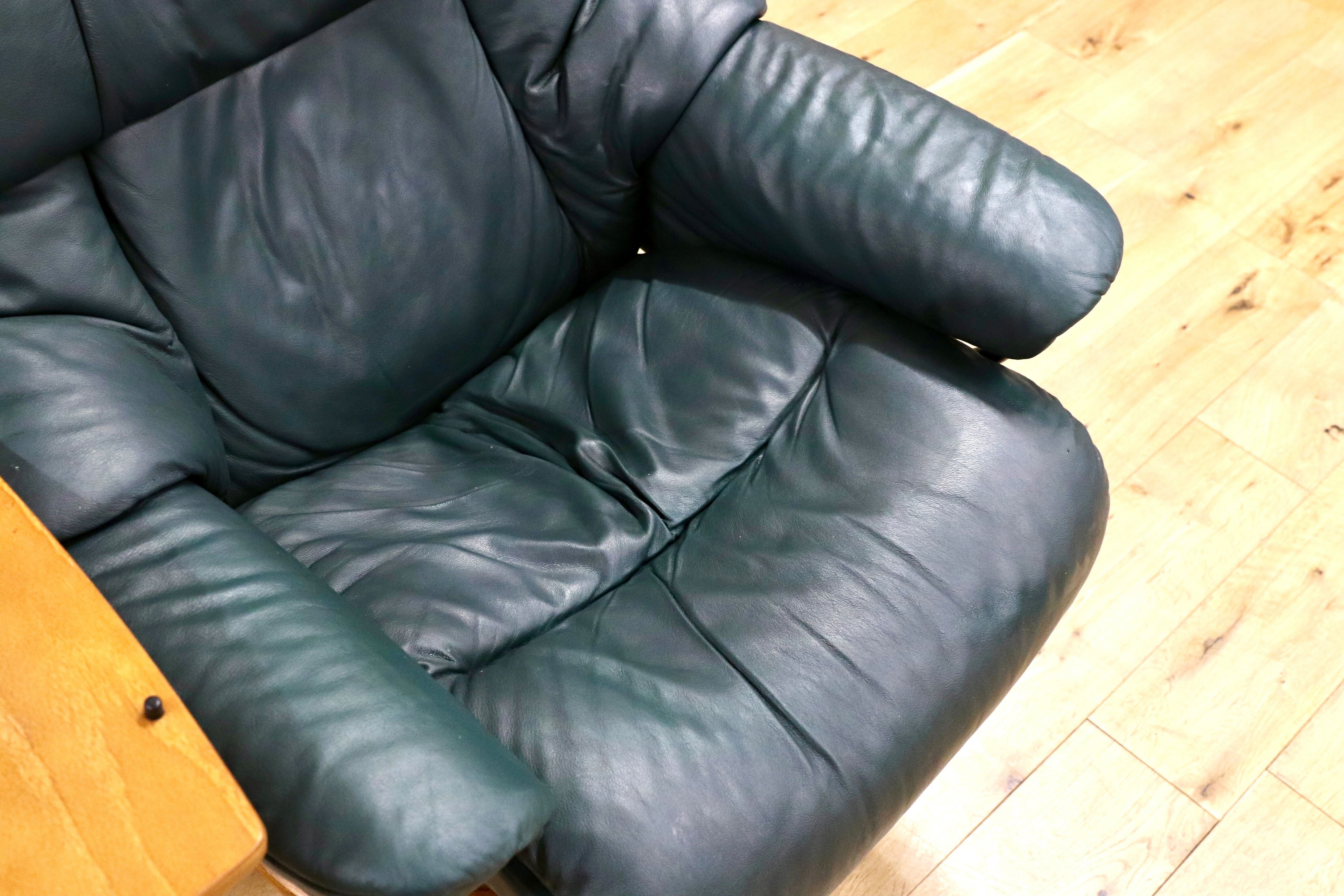 GMHH486○EKORNES / エコーネス RENO レノ リクライニングチェア パーソナルチェア 1人掛けソファ 総革 ダークグリーン 北欧 ノルウェー