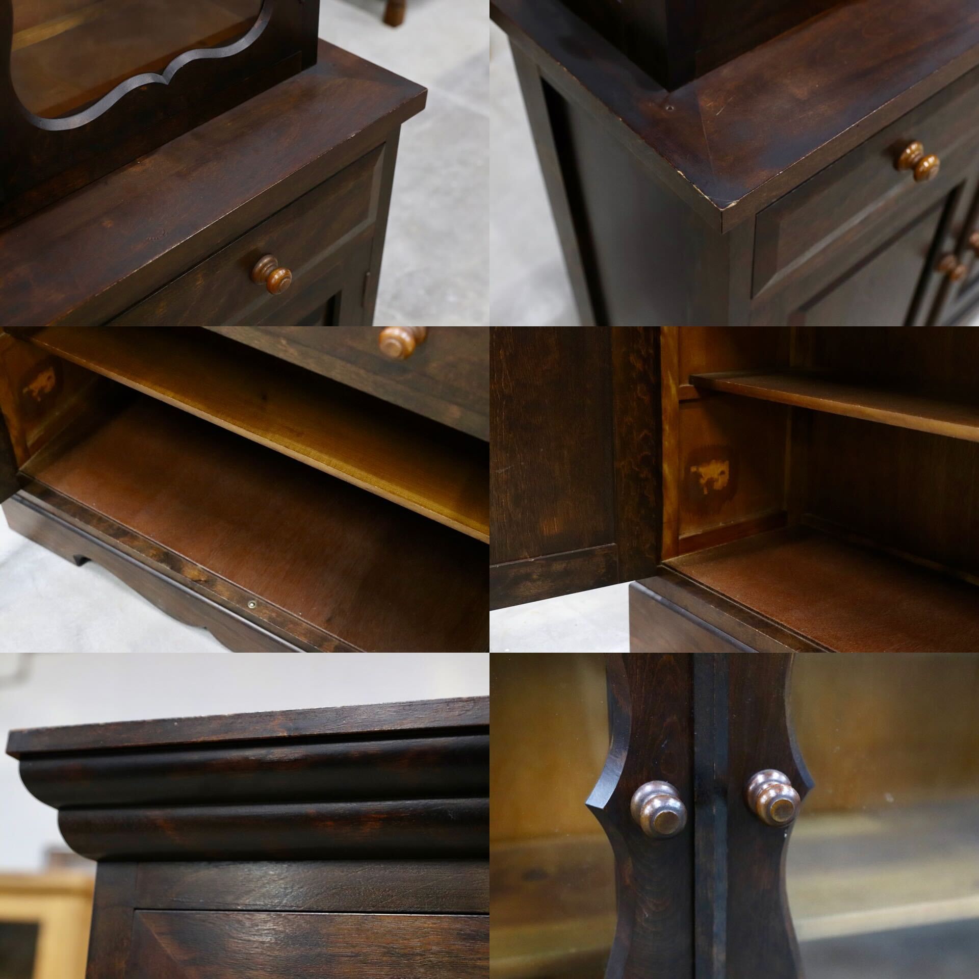 GMHK678○松本民芸家具 #58型 ヴィンテージ キャビネット 飾り棚 カップボード ブックケース 水屋棚 民藝 アンティーク ミズメザクラ 稀少