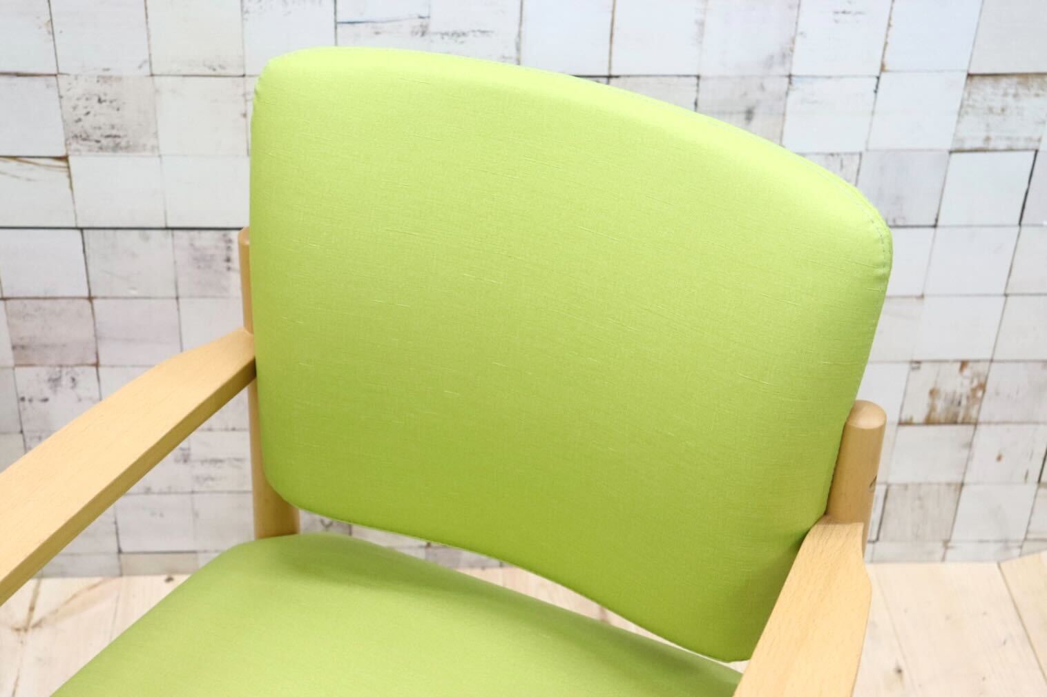 GMFT413H○LION / ライオン事務器 アームチェア オフィスチェア 椅子 2脚セット 合皮 イエローグリーン ナチュラル