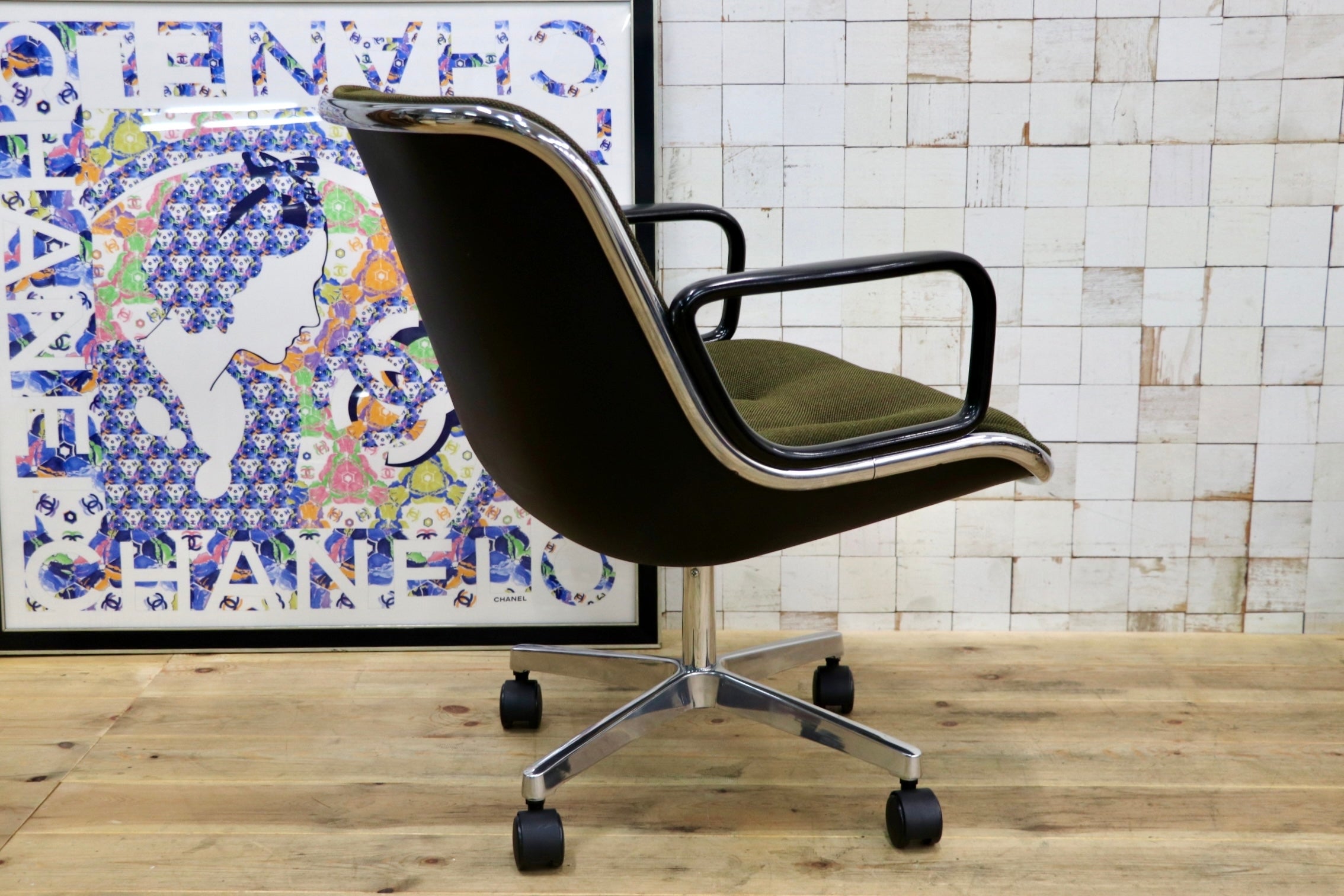 GMJK174D〇Pollock / ポロックチェア ヴィンテージ デスクチェア モスグリーン ミッドセンチュリー デザイナーズ KOKUYOリペア 名作椅子