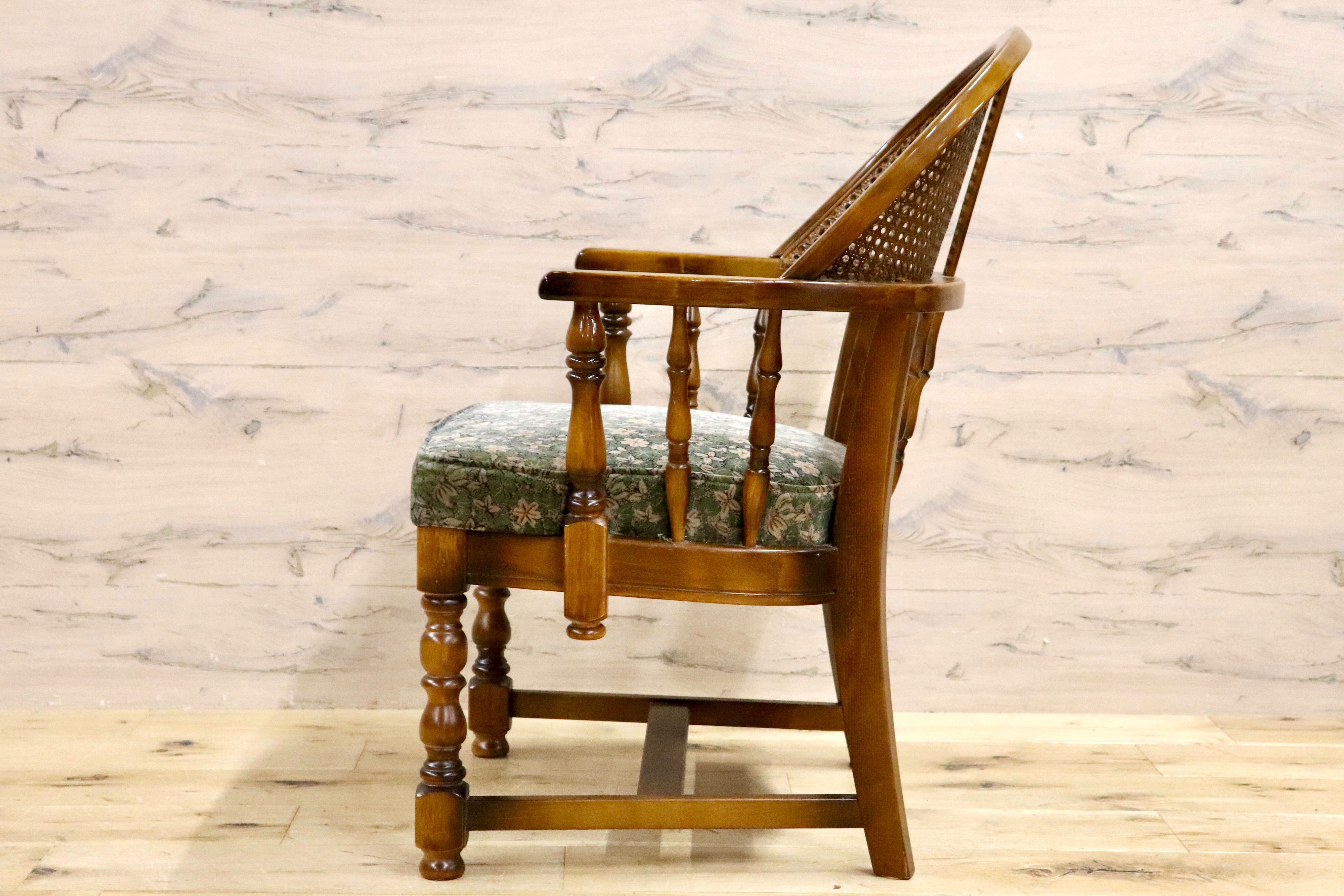 GMHK473E○karimoku / カリモク コロニアル アームチェア 椅子 ラウンジチェア シングルソファ ラタン 国産家具 レトロ ヴィンテージ