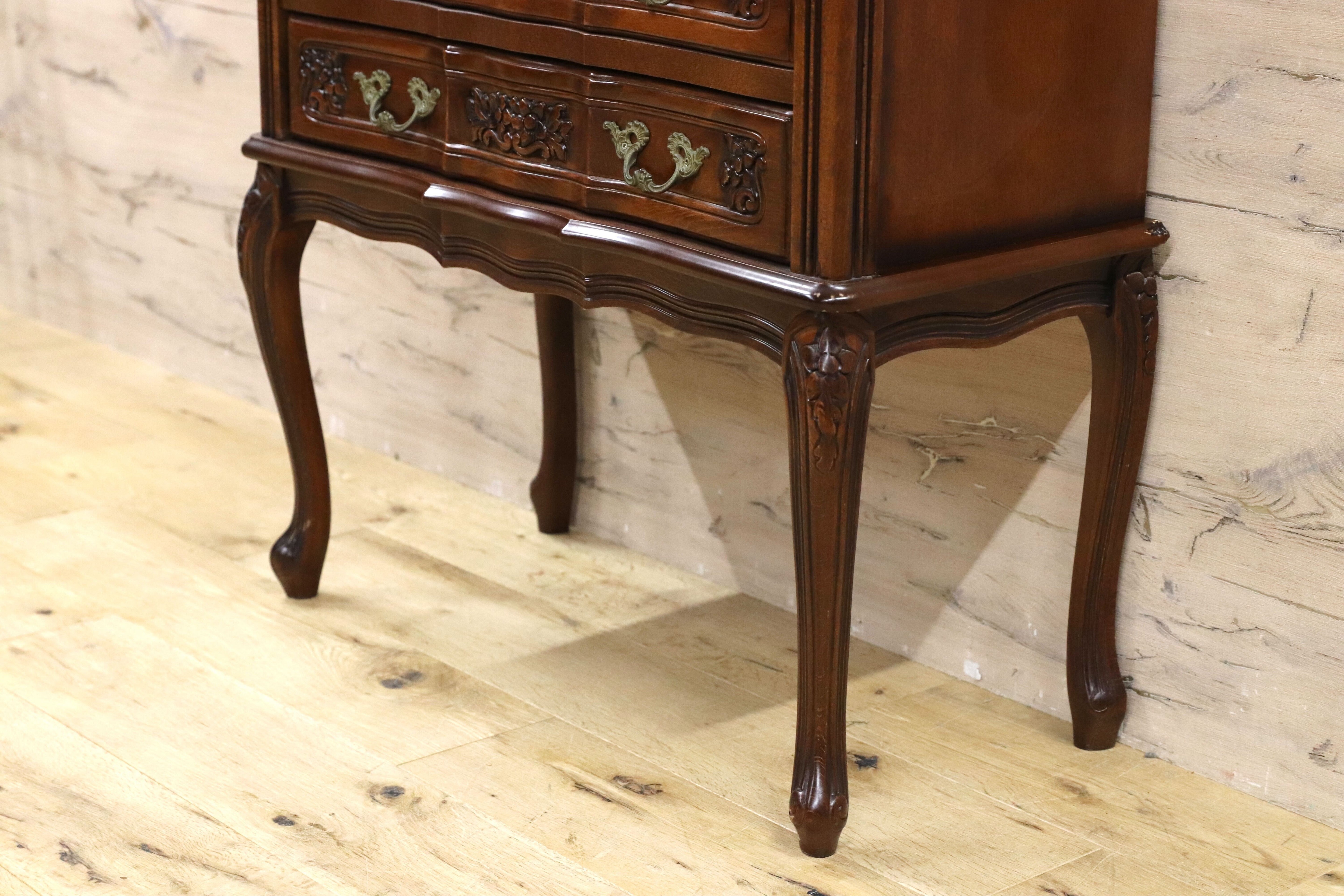 GMHS549○イタリア製 クラシック ヨーロピアン 4段チェスト 小物入れ 収納家具 サイドチェスト 輸入家具 西洋 アンティーク調 定価約18.7万