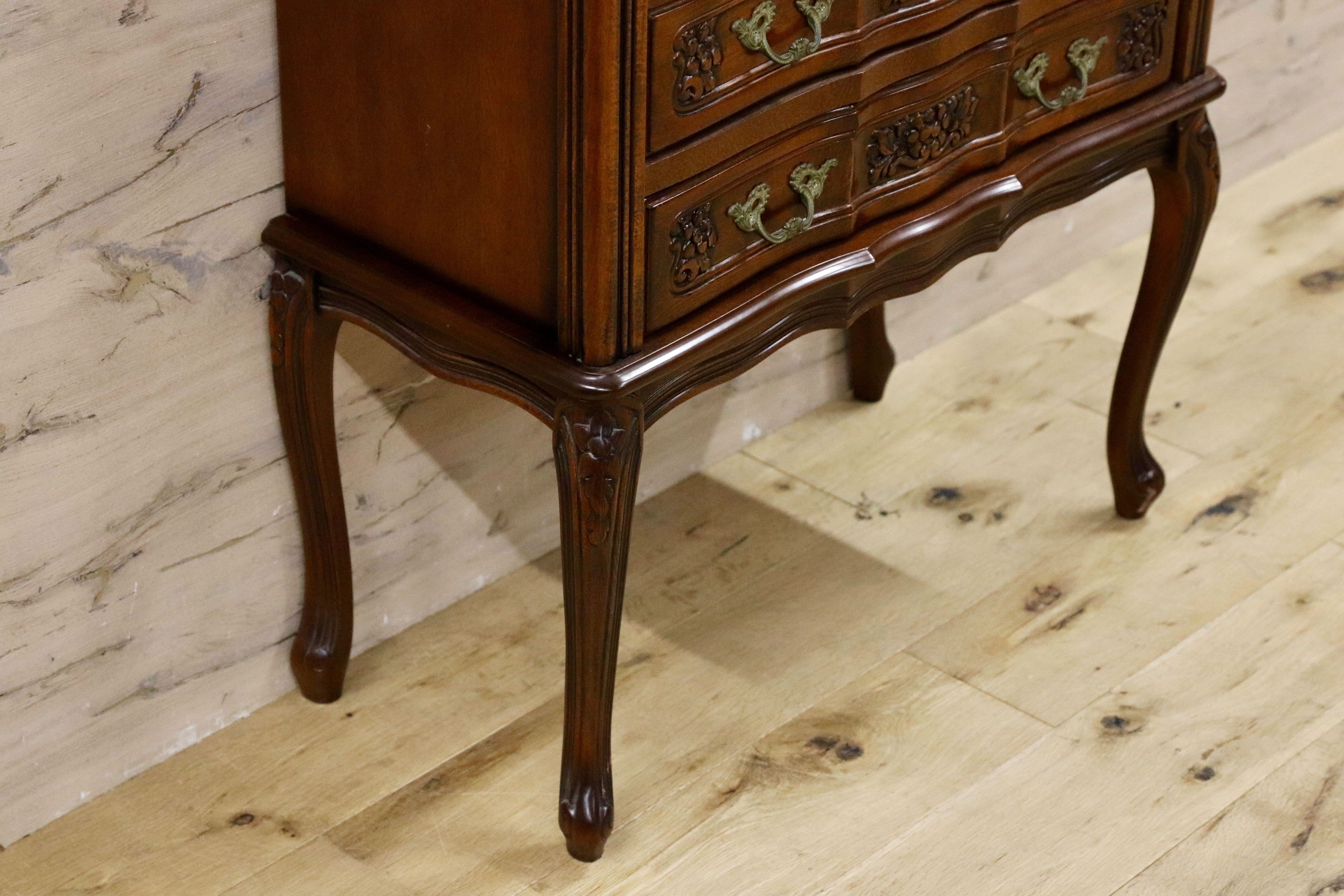 GMHS549○イタリア製 クラシック ヨーロピアン 4段チェスト 小物入れ 収納家具 サイドチェスト 輸入家具 西洋 アンティーク調 定価約18.7万