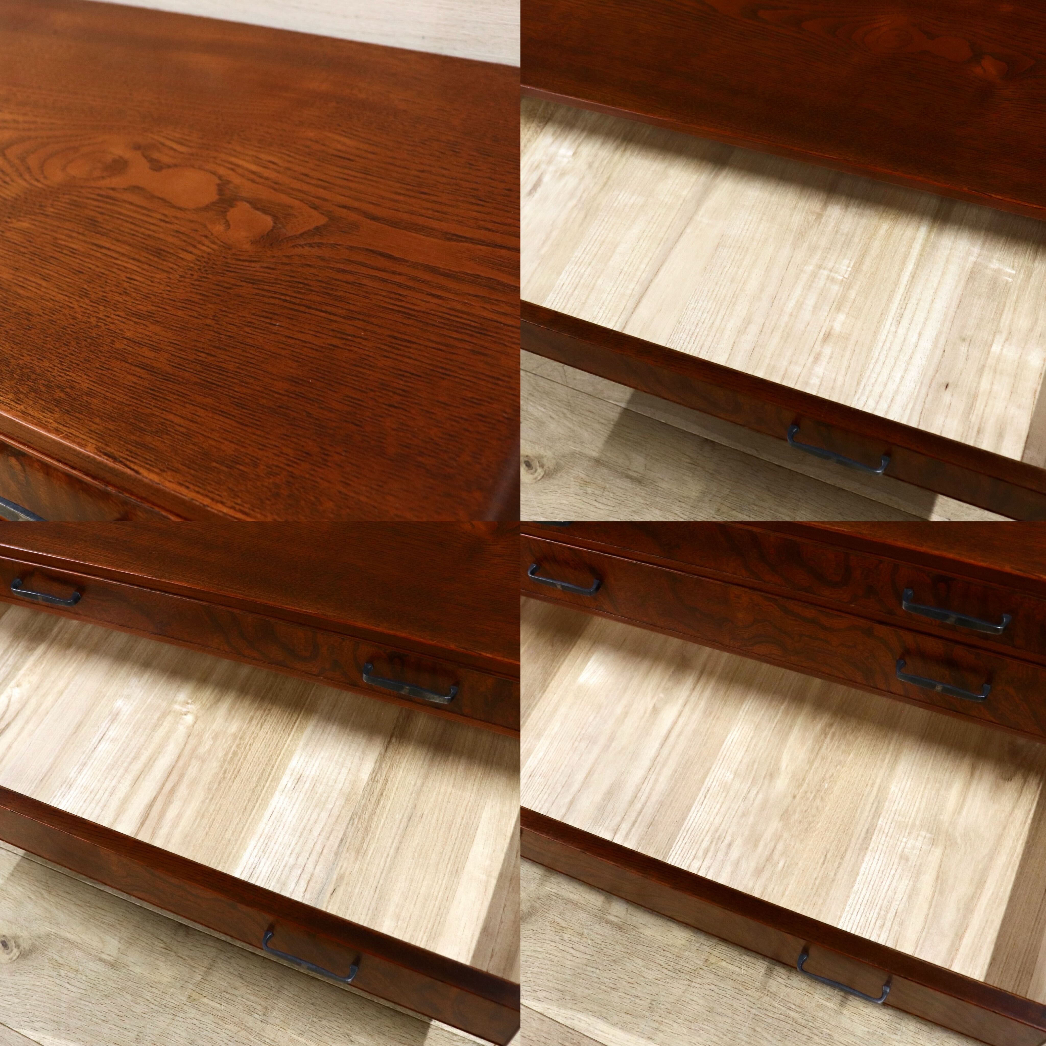 GMIH311D○小箪笥 小引き出し 小物入れ 書類整理箱 ミニチェスト 収納 欅材 3段 古道具 民芸家具 和製アンティーク レトロ