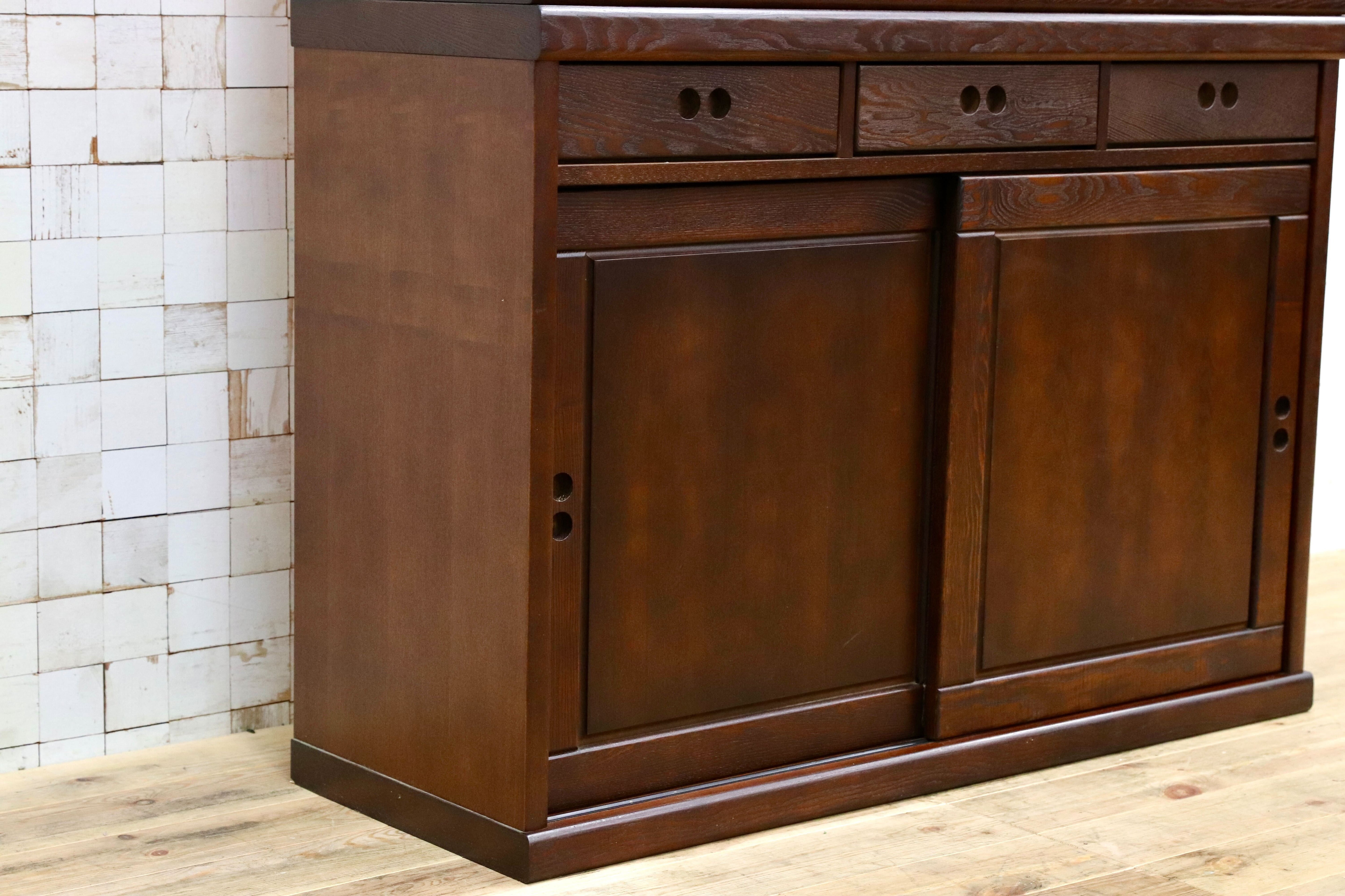 GMET009○大雪木工 ポトフ キャビネット カップボード リビングボード 収納家具 飾り棚 旭川家具