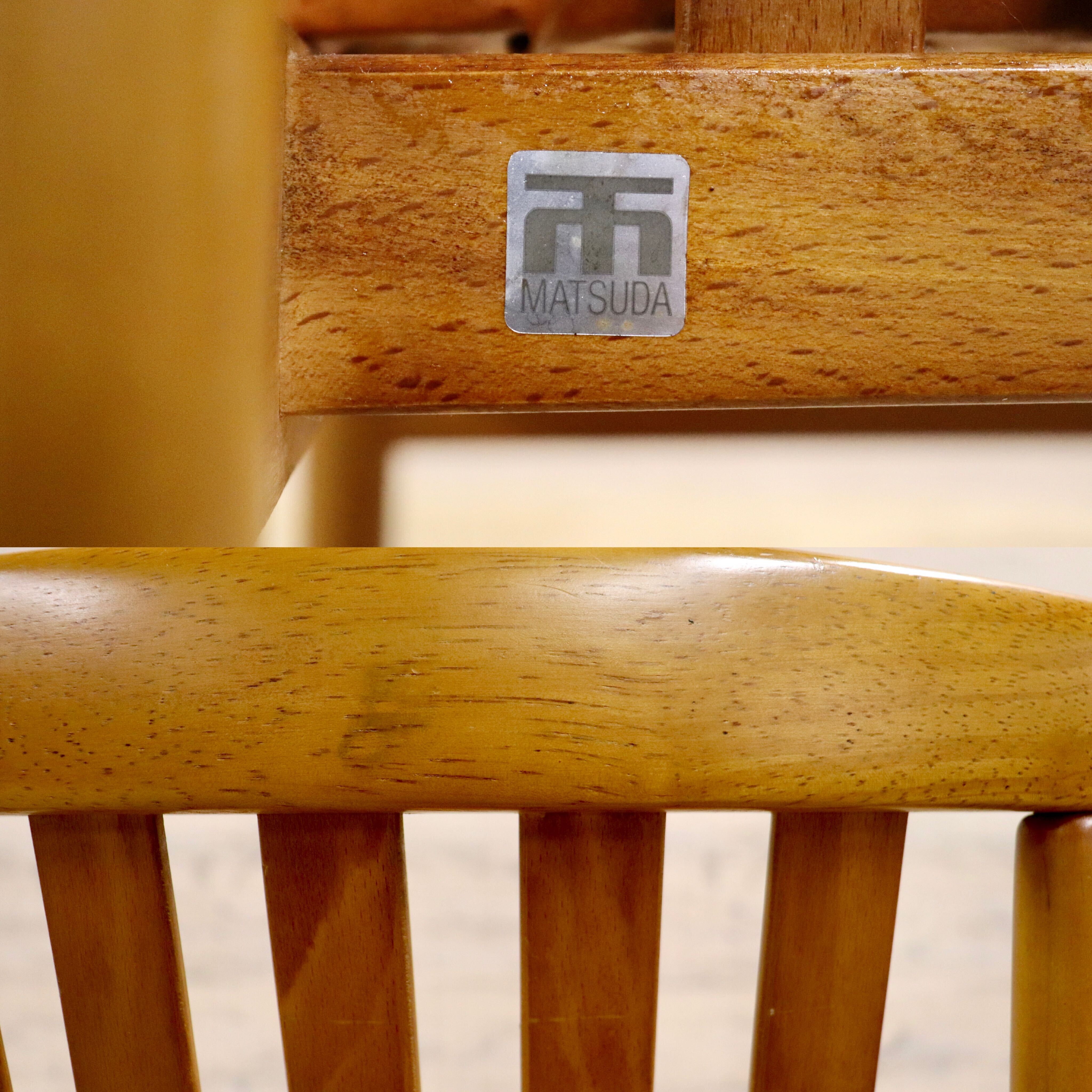 GMHH74C○MATSUDA / 松田家具 ダイニングチェア 食卓椅子 ライトブラウン 合皮 大川家具 レトロ アンティーク 昭和レトロ 在庫品