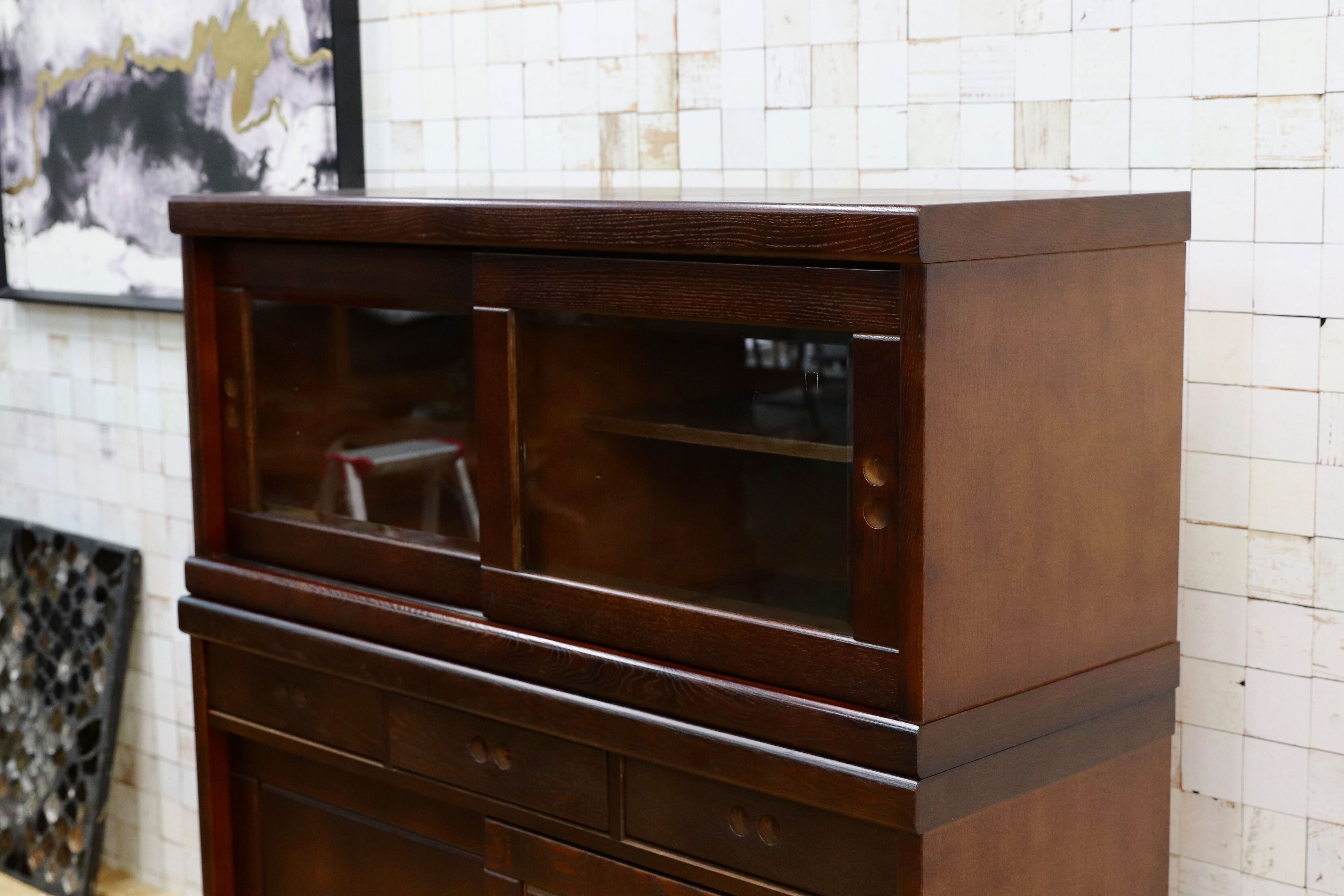 GMET009○大雪木工 ポトフ キャビネット カップボード リビングボード 収納家具 飾り棚 旭川家具