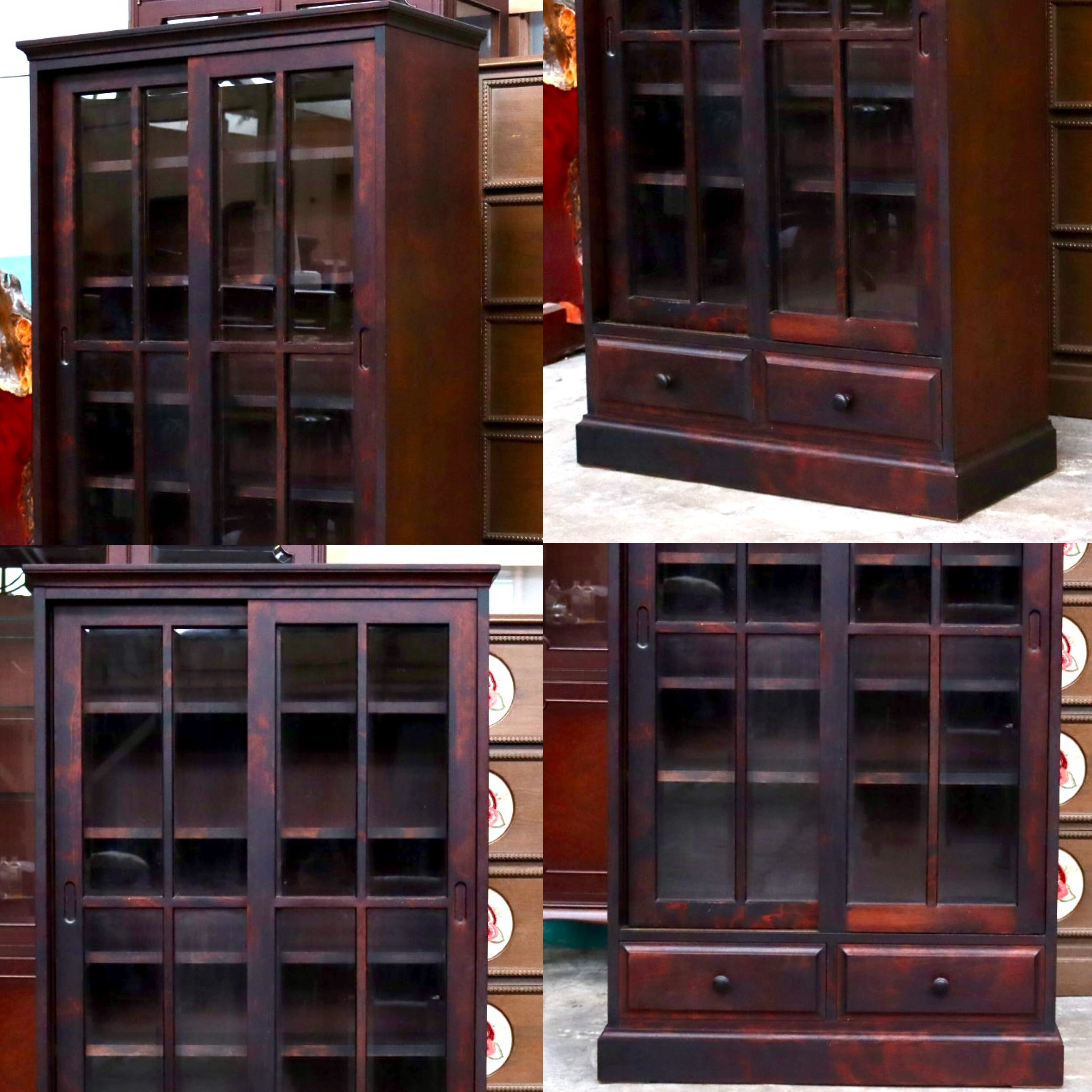 GMIH325○和光 NEW北海 抽戸書棚 本棚 ブックシェルフ 飾り棚 キャビネット 樺材 本箱 収納家具 民芸家具 引き出し 和モダン 旭川家具