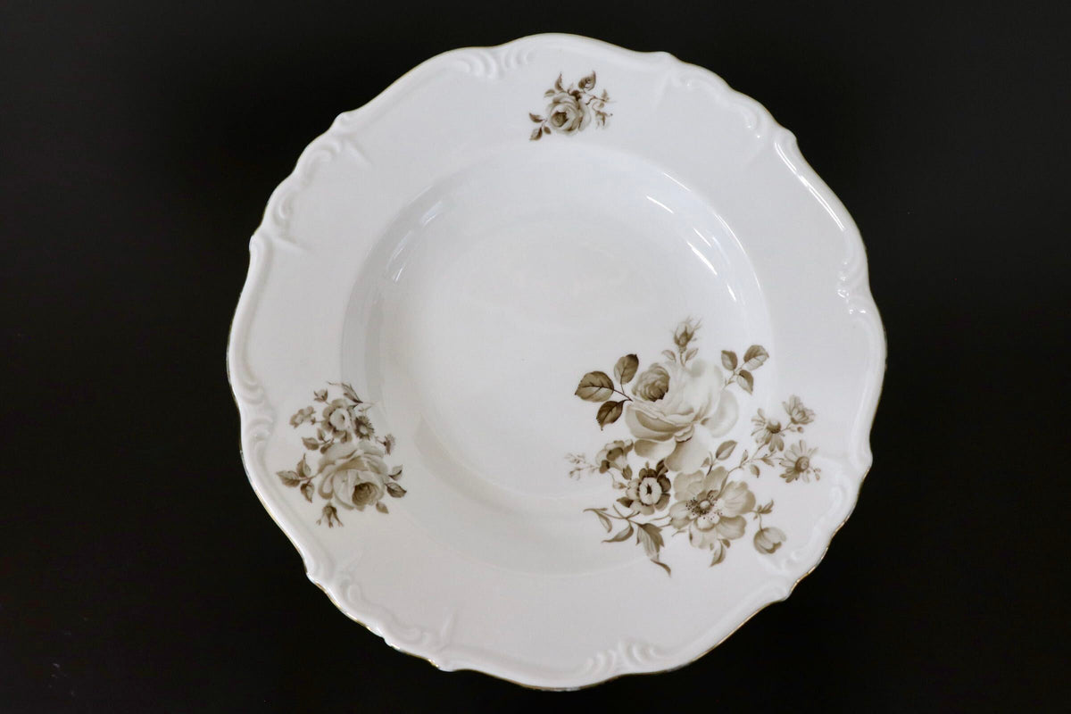 GMJH332AF○ヴィンテージ Edelstein Bavaria エーデルシュタイン Maria-Theresia セピアローズ スープボウル 深皿 24cm 2枚セット ドイツ製