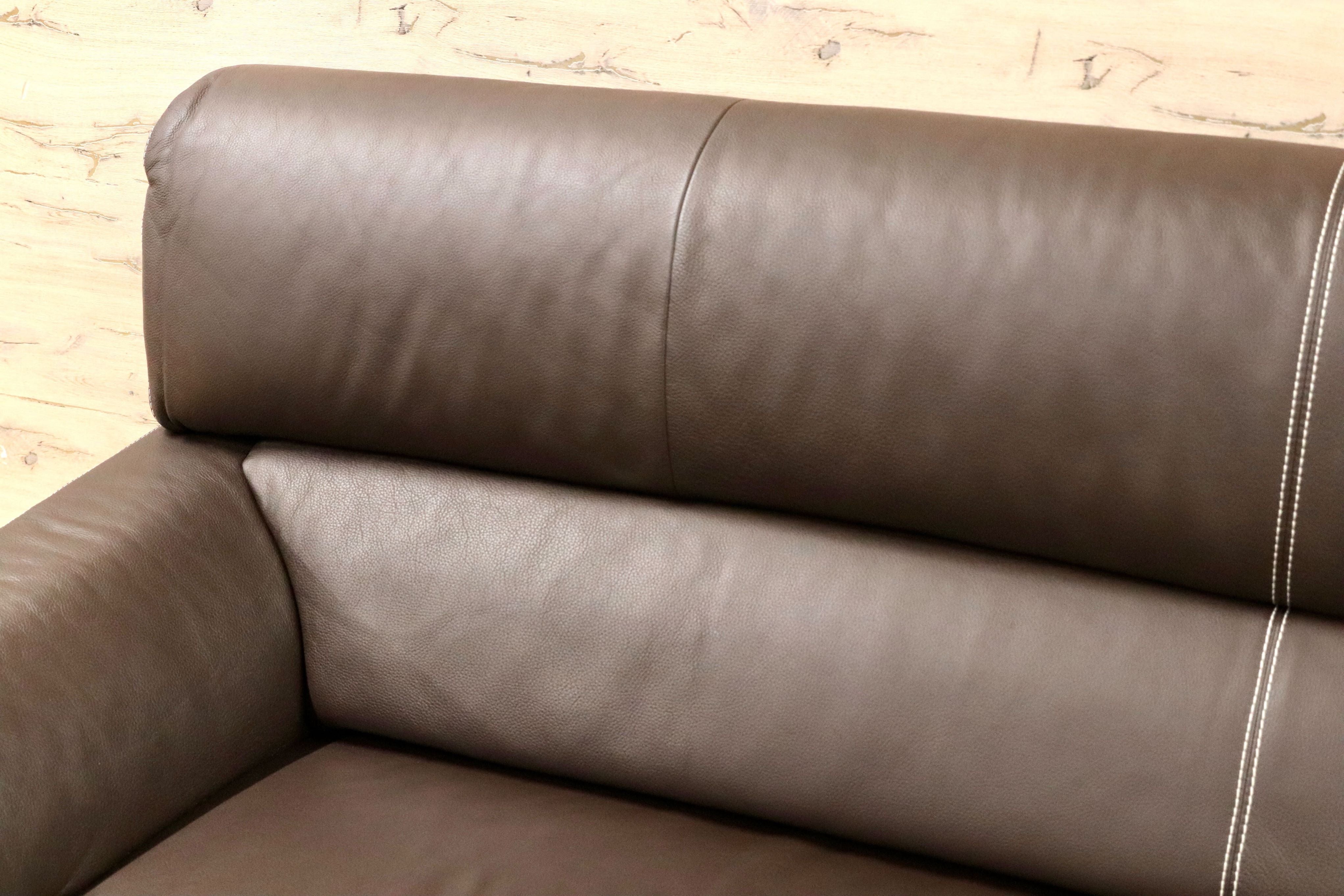 GMGN32○馬場家具 INTERLIVAX インターリバックス 3人掛けソファ トリプルソファ 本革 高級 モダン ダークブラウン 美品