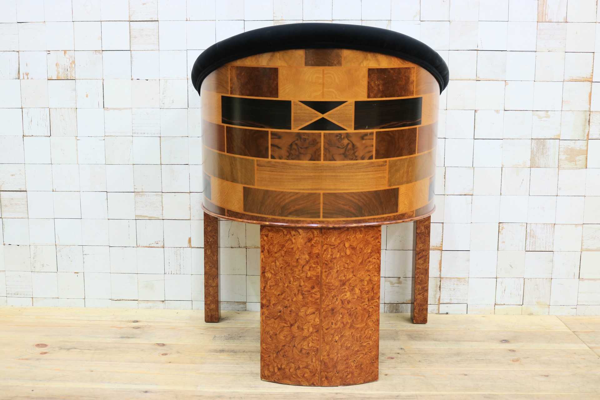 GMIK637D◯ベンフェラーラコレクション 椅子 アームチェア ファブリック Pepe Benlliure ペペ・ベンリウレ 象嵌細工 レッドウッド 希少