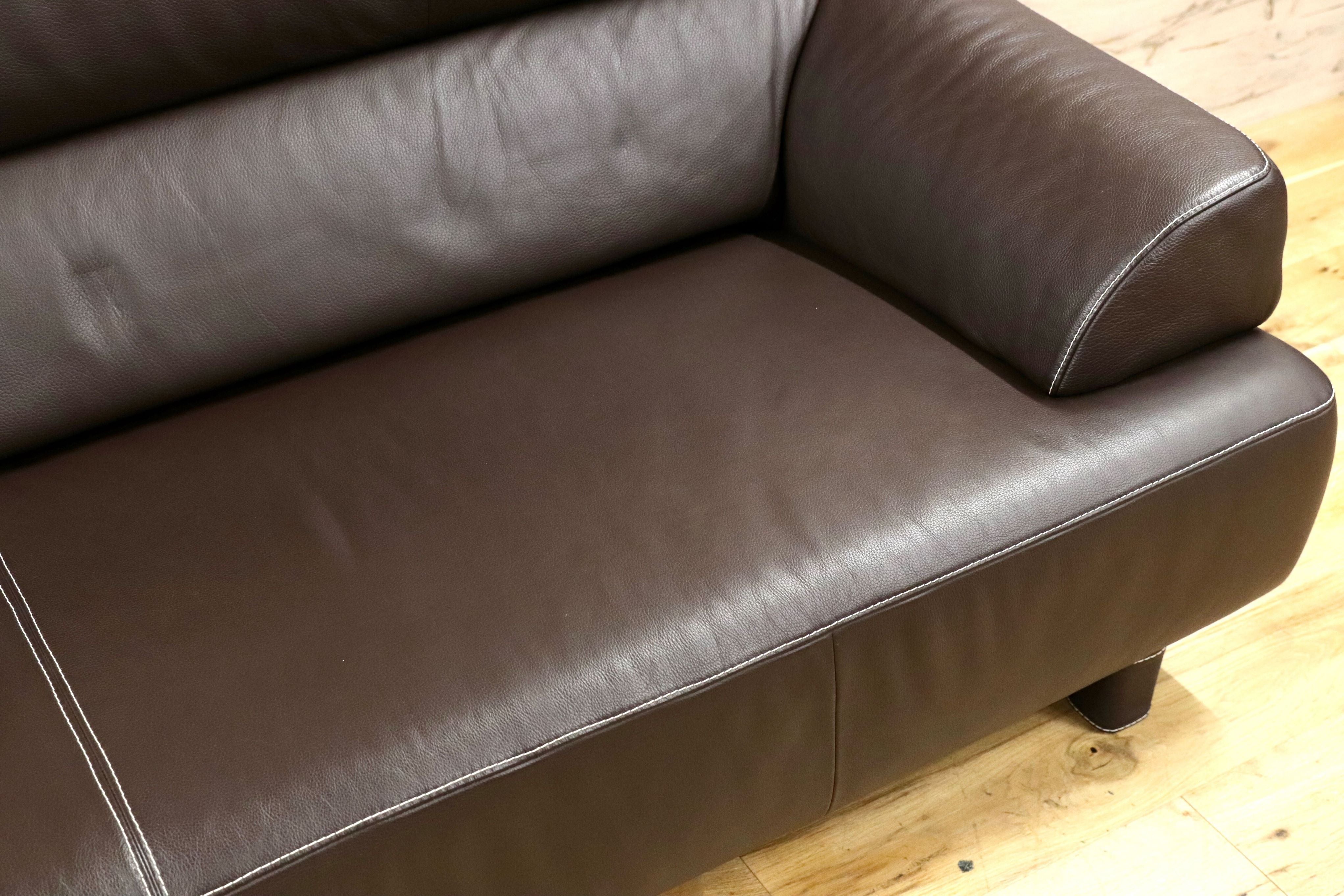 GMGN32○馬場家具 INTERLIVAX インターリバックス 3人掛けソファ トリプルソファ 本革 高級 モダン ダークブラウン 美品