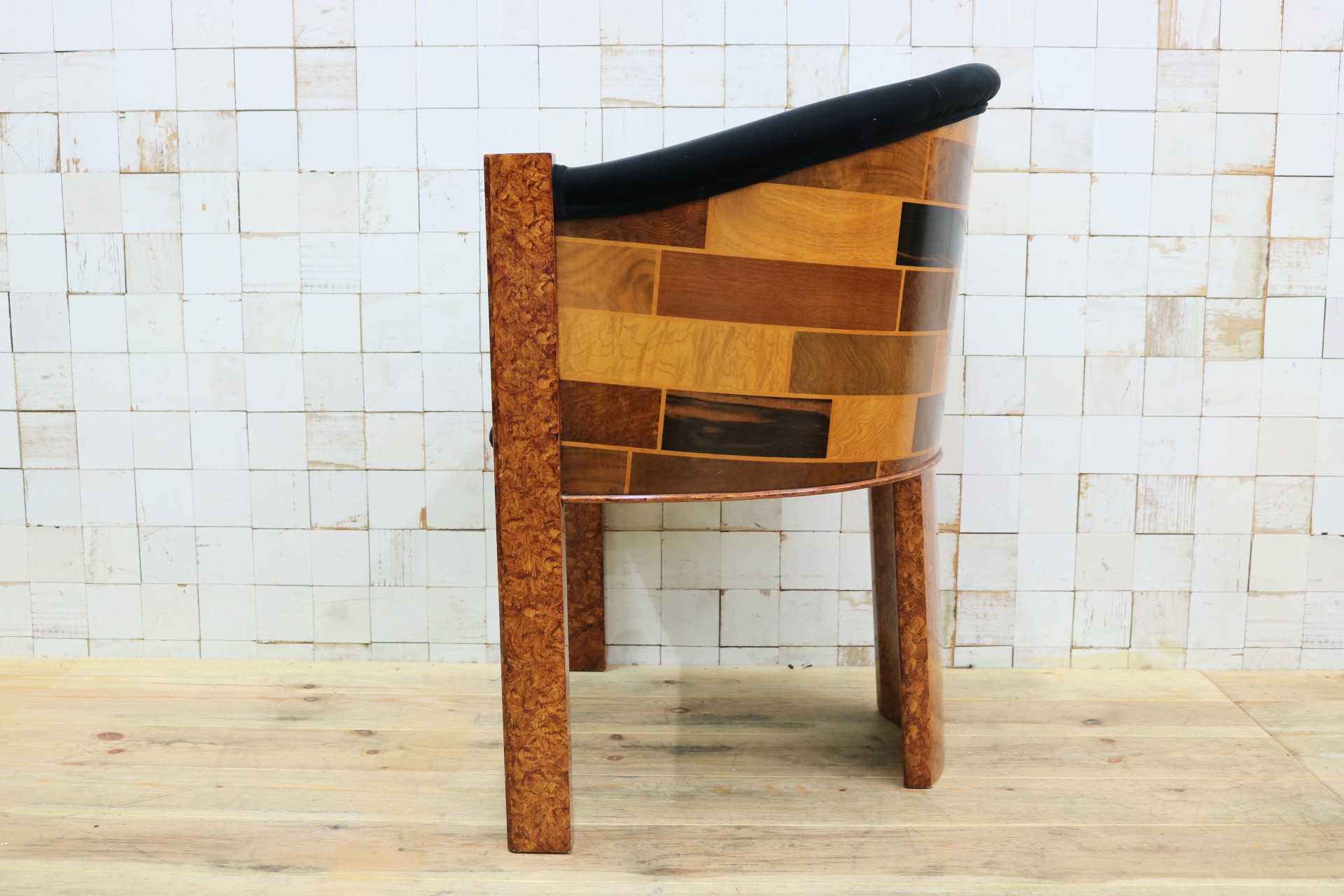 GMIK637D◯ベンフェラーラコレクション 椅子 アームチェア ファブリック Pepe Benlliure ペペ・ベンリウレ 象嵌細工 レッドウッド 希少