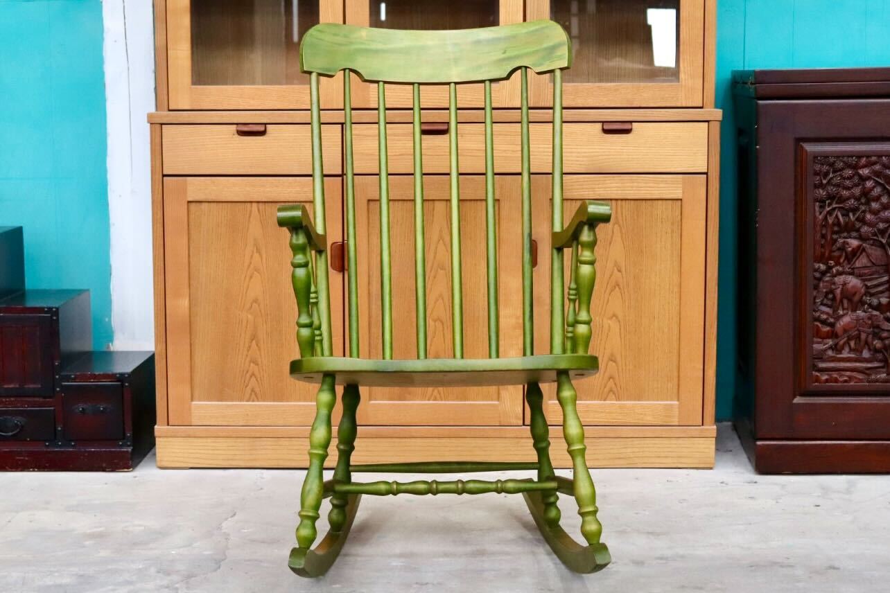 GMIK459A○飛騨産業 / HIDA キツツキ ロッキングチェア 揺り椅子 飛騨家具 レトロ カントリー ノスタルジック 古民家 グリーン