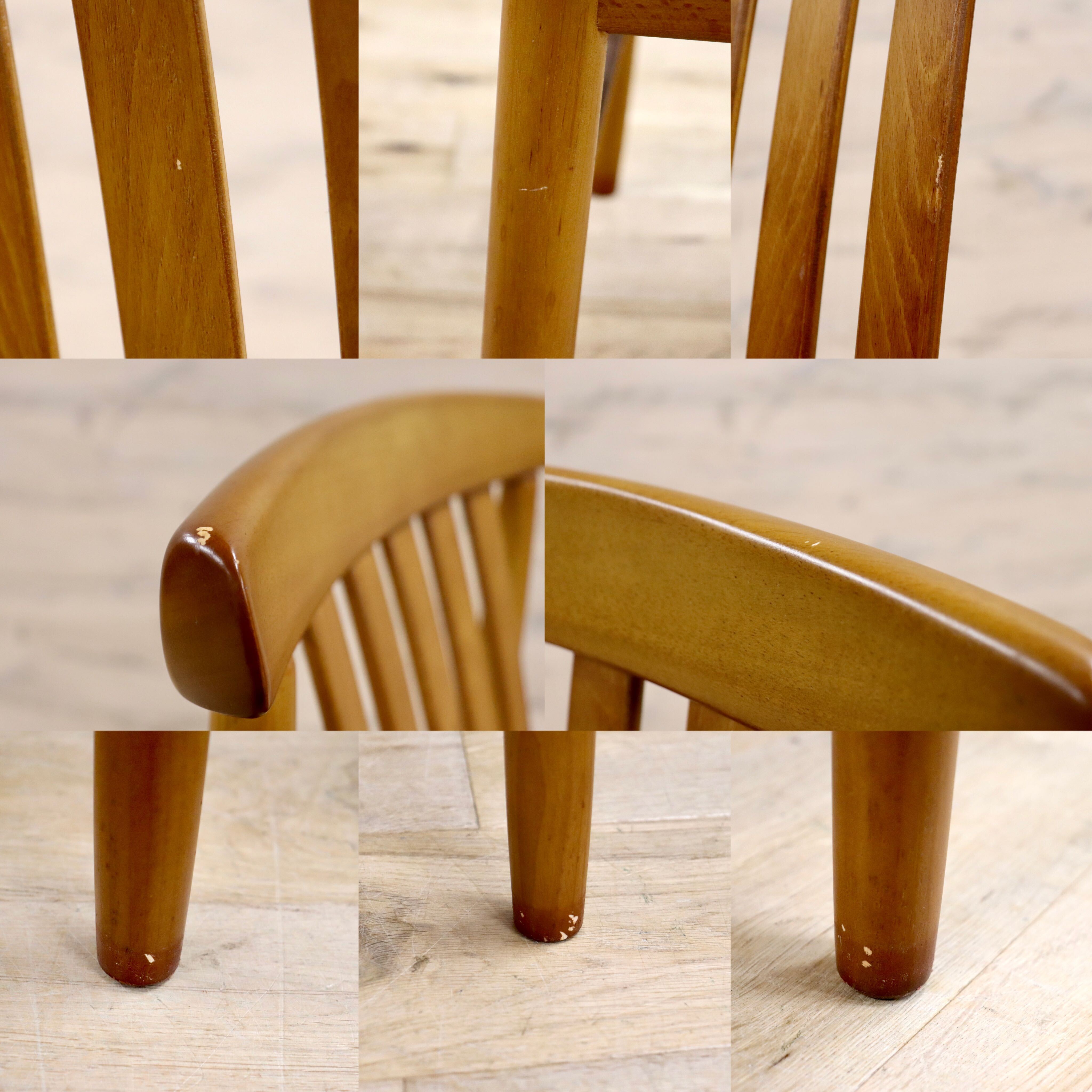 GMHH74D○MATSUDA / 松田家具 ダイニングチェア 食卓椅子 ライトブラウン 合皮 大川家具 レトロ アンティーク 昭和レトロ 在庫品