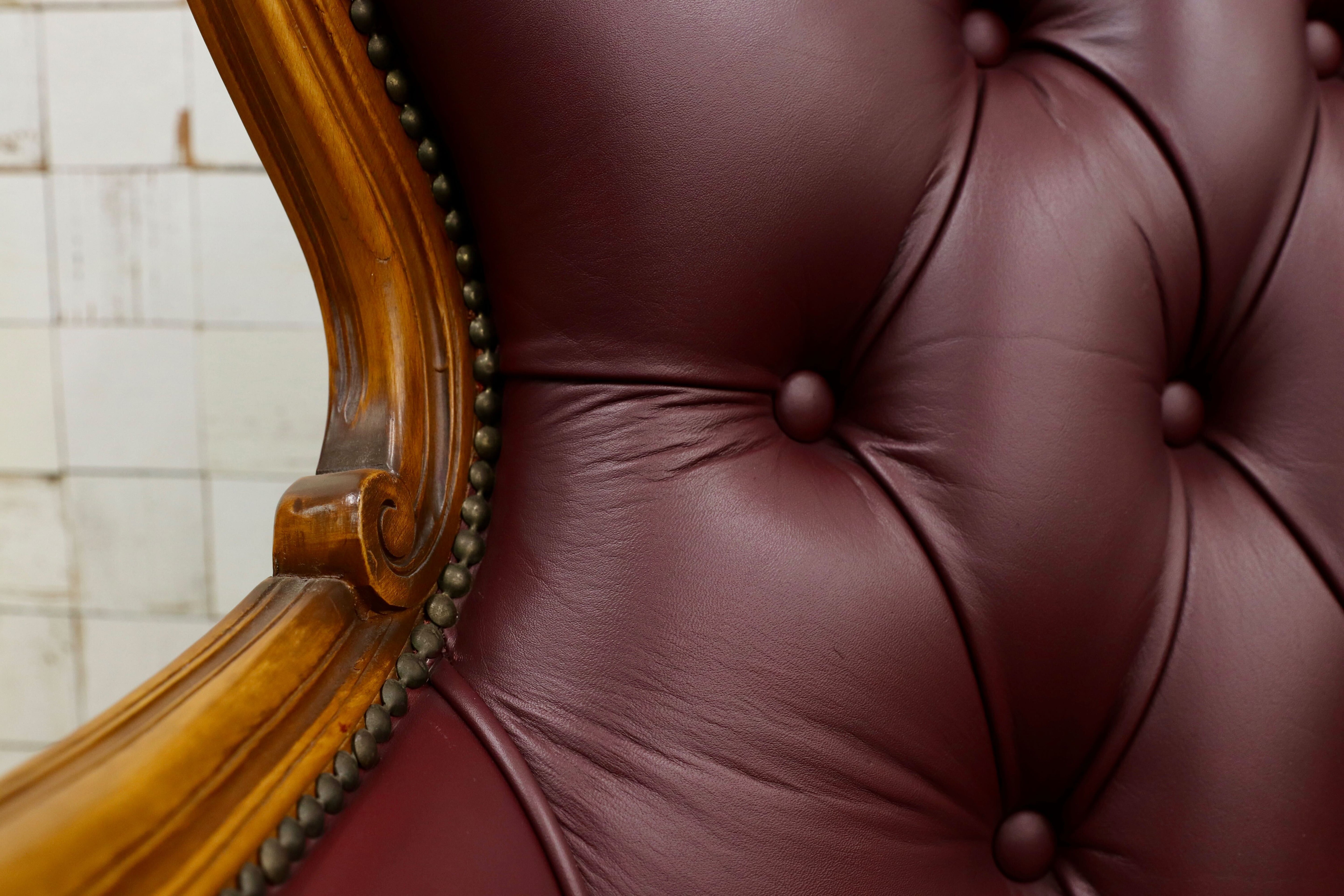 GMHS507○イタリア製 クラシック 3人掛けソファ トリプルソファ 本革 レザー ヴィンテージ 長椅子 応接 チェア 小豆色