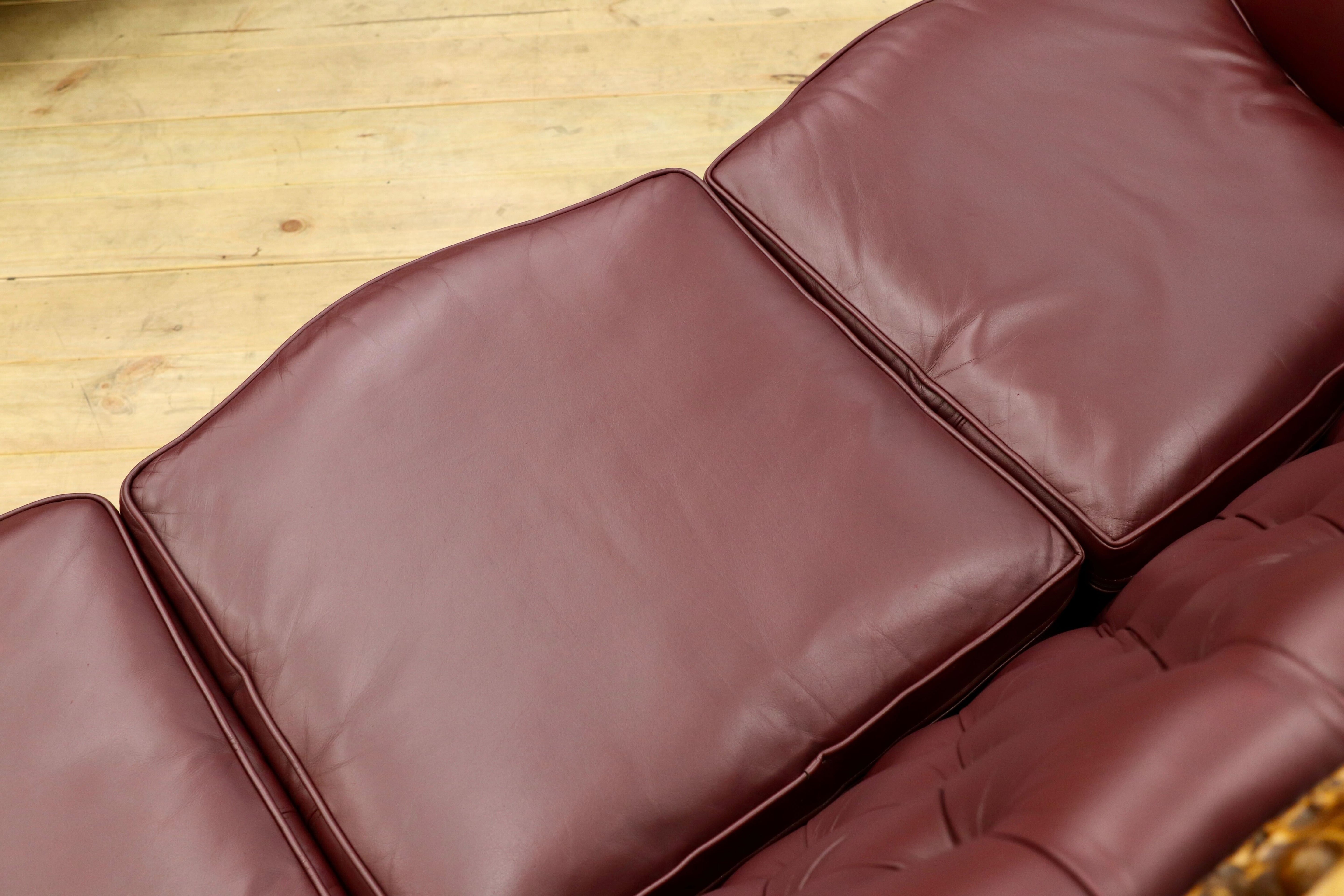 GMHS507○イタリア製 クラシック 3人掛けソファ トリプルソファ 本革 レザー ヴィンテージ 長椅子 応接 チェア 小豆色