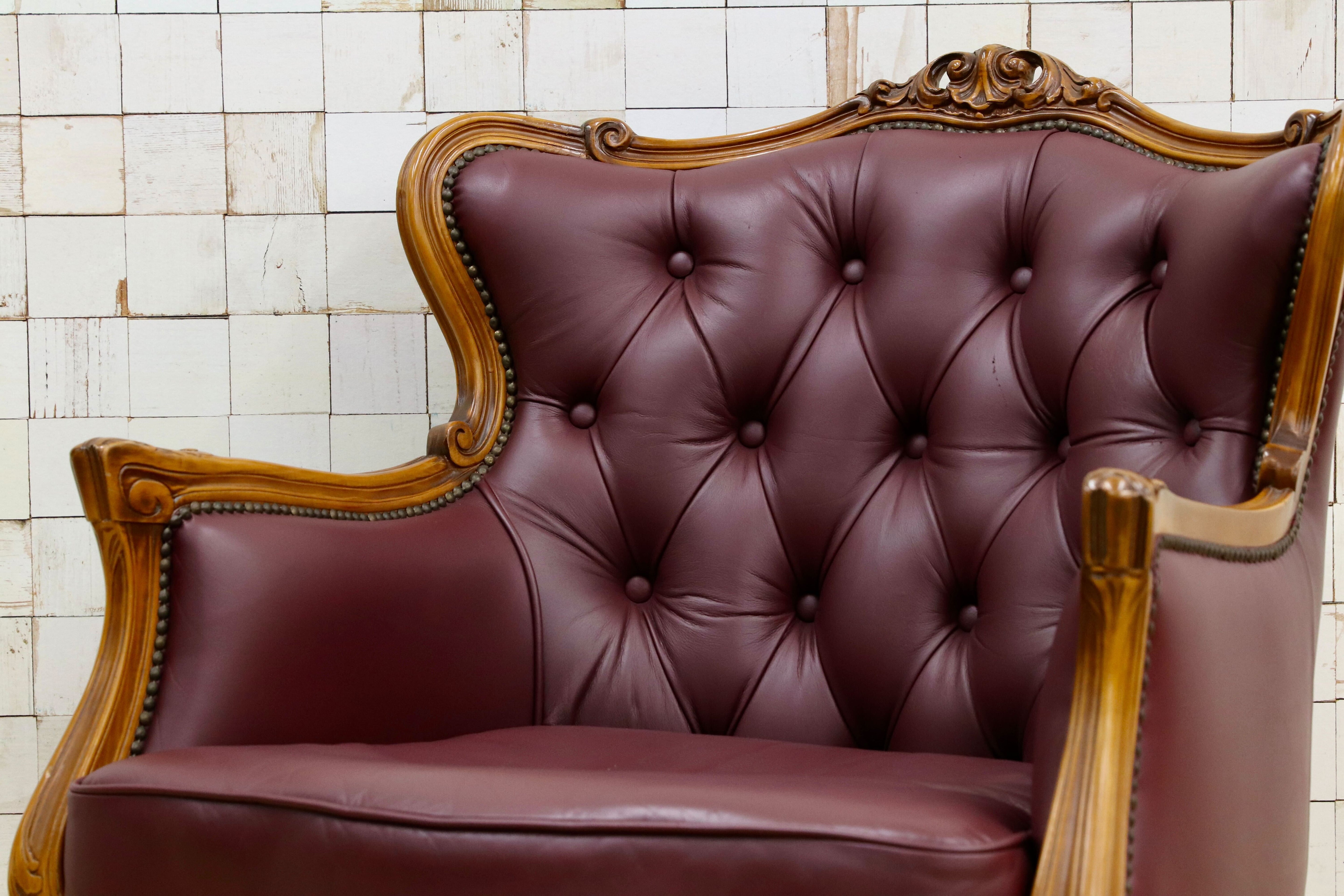 GMHS507A○イタリア製 クラシック 1人掛けソファ シングルソファ 本革 レザー ヴィンテージ 椅子 応接 チェア 小豆色