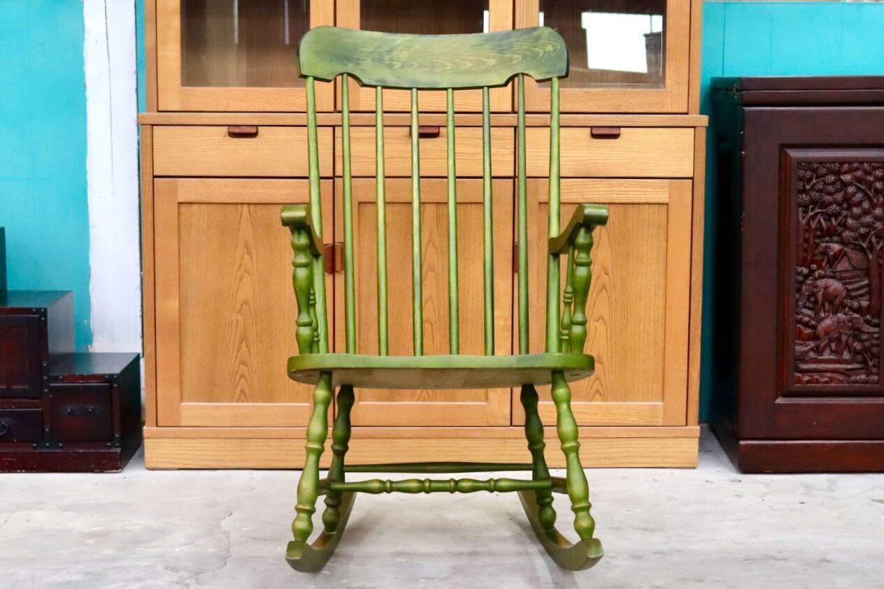 GMIK459B○飛騨産業 / HIDA キツツキ ロッキングチェア 揺り椅子 飛騨家具 レトロ カントリー ノスタルジック 古民家 グリーン