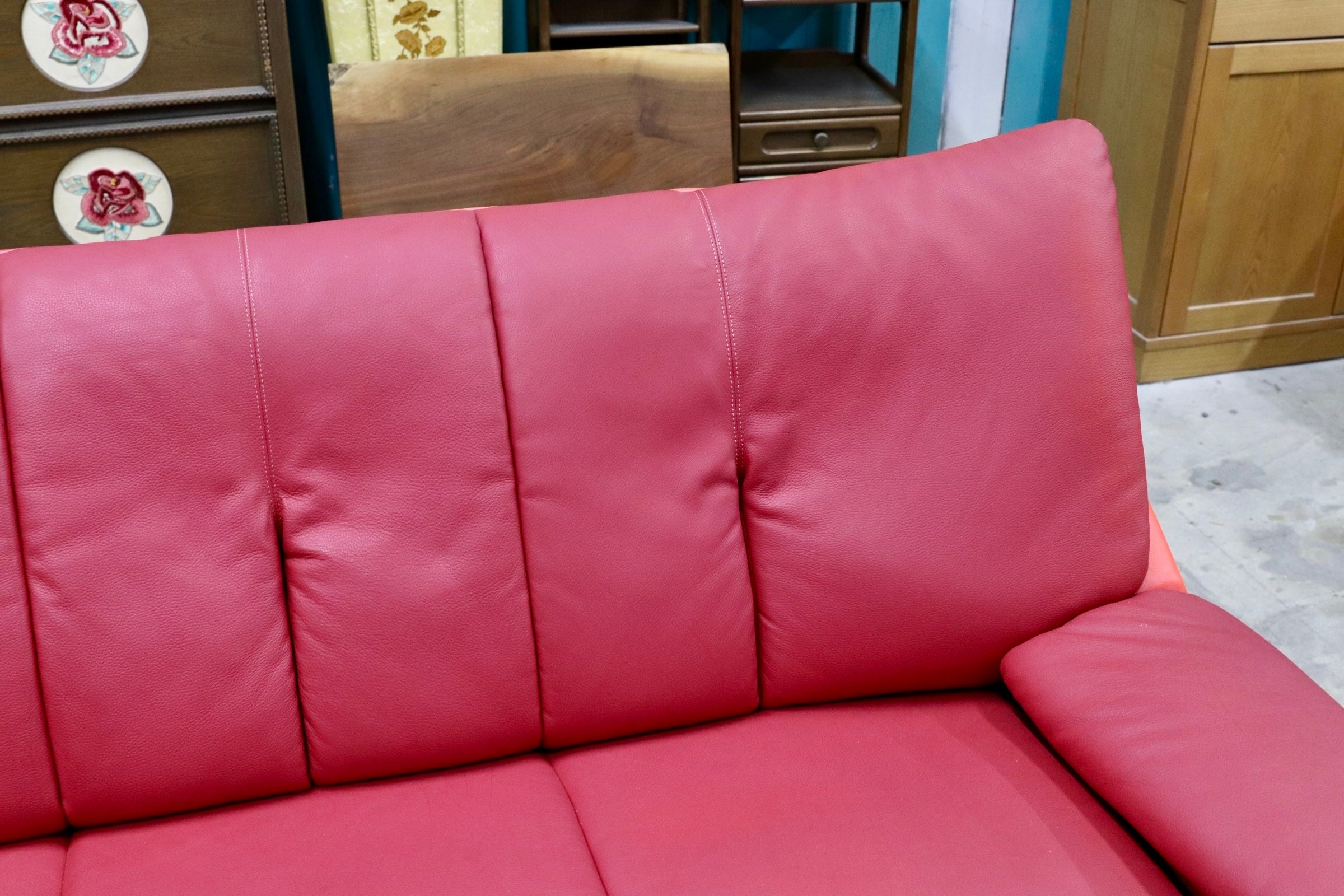 GMJK263A○FUJI FURNITURE / 冨士ファニチア L6760S 3人掛けソファ トリプルソファ 本革 レザー マルチカラー レッド オレンジ 国産家具