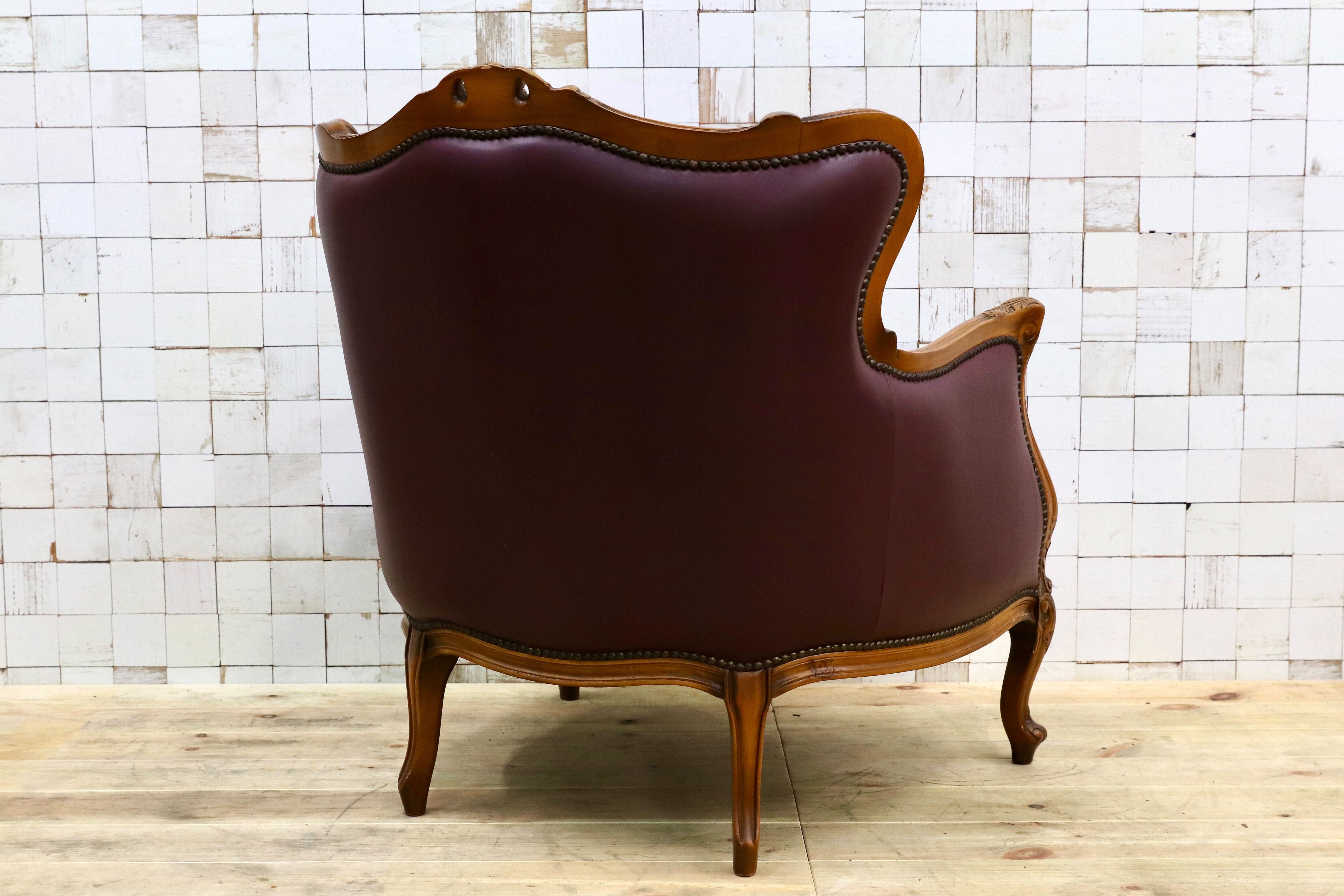 GMHS507A○イタリア製 クラシック 1人掛けソファ シングルソファ 本革 レザー ヴィンテージ 椅子 応接 チェア 小豆色