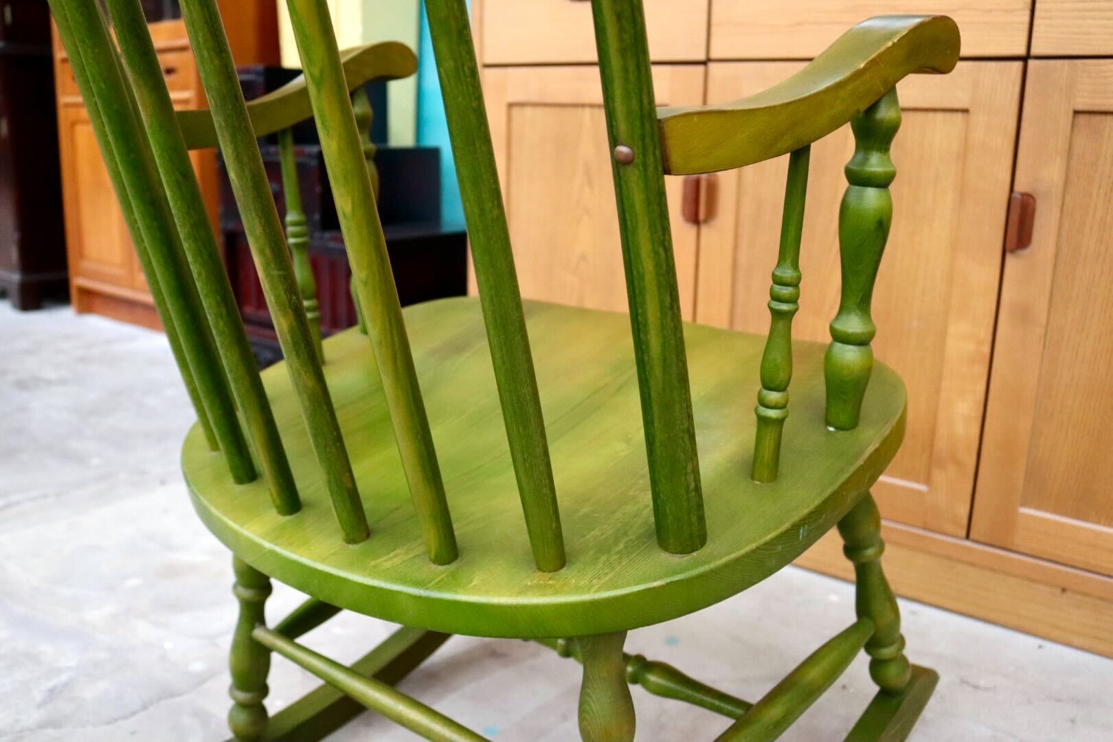 GMIK459B○飛騨産業 / HIDA キツツキ ロッキングチェア 揺り椅子 飛騨家具 レトロ カントリー ノスタルジック 古民家 グリーン