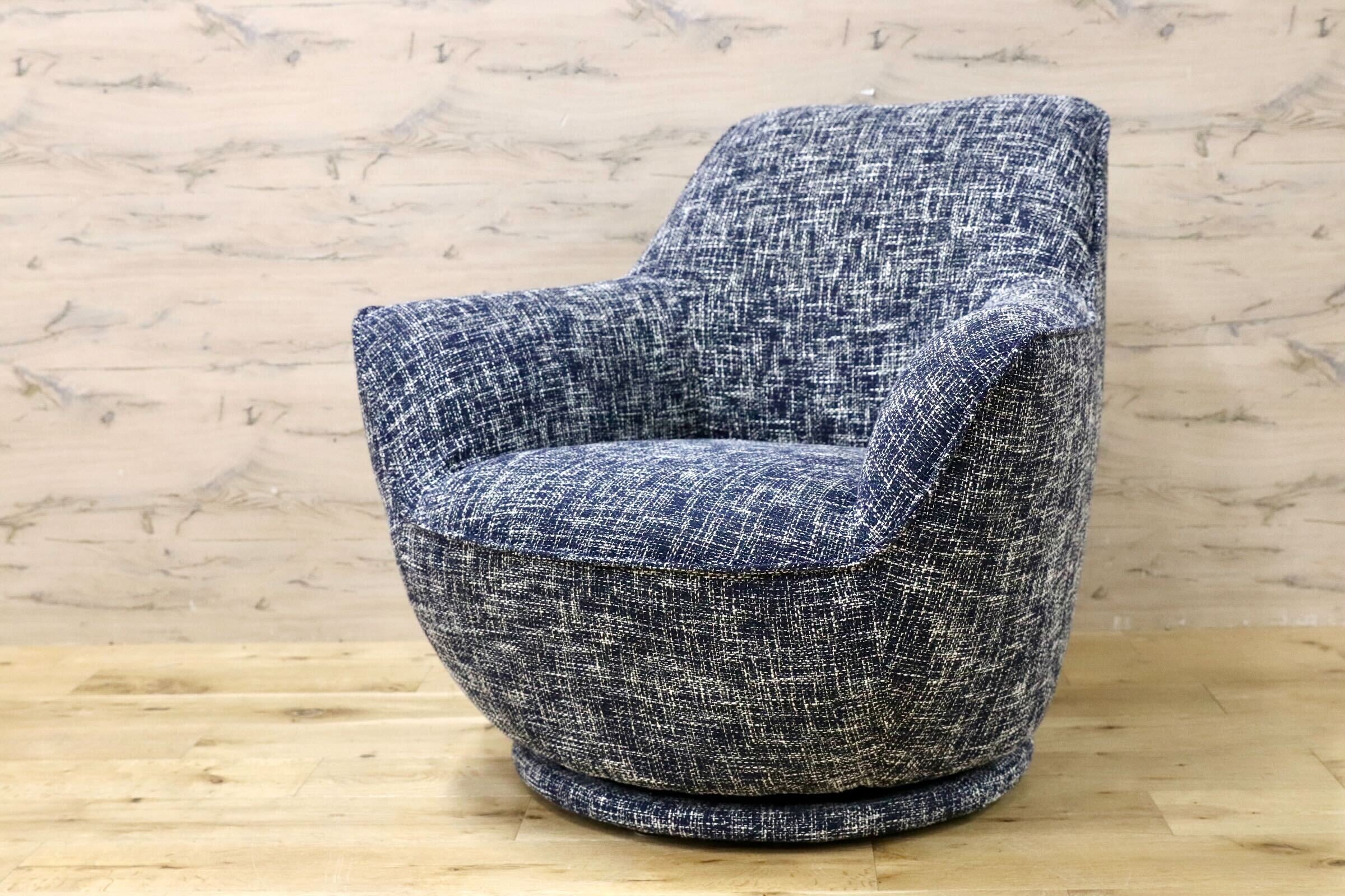 GMIK908○FaBBRica(ファブリカ)アームチェア「FA-0434」幅85cm 布#FA-2 FAB-PNO-330 デニム色 定価約10.9万 展示品